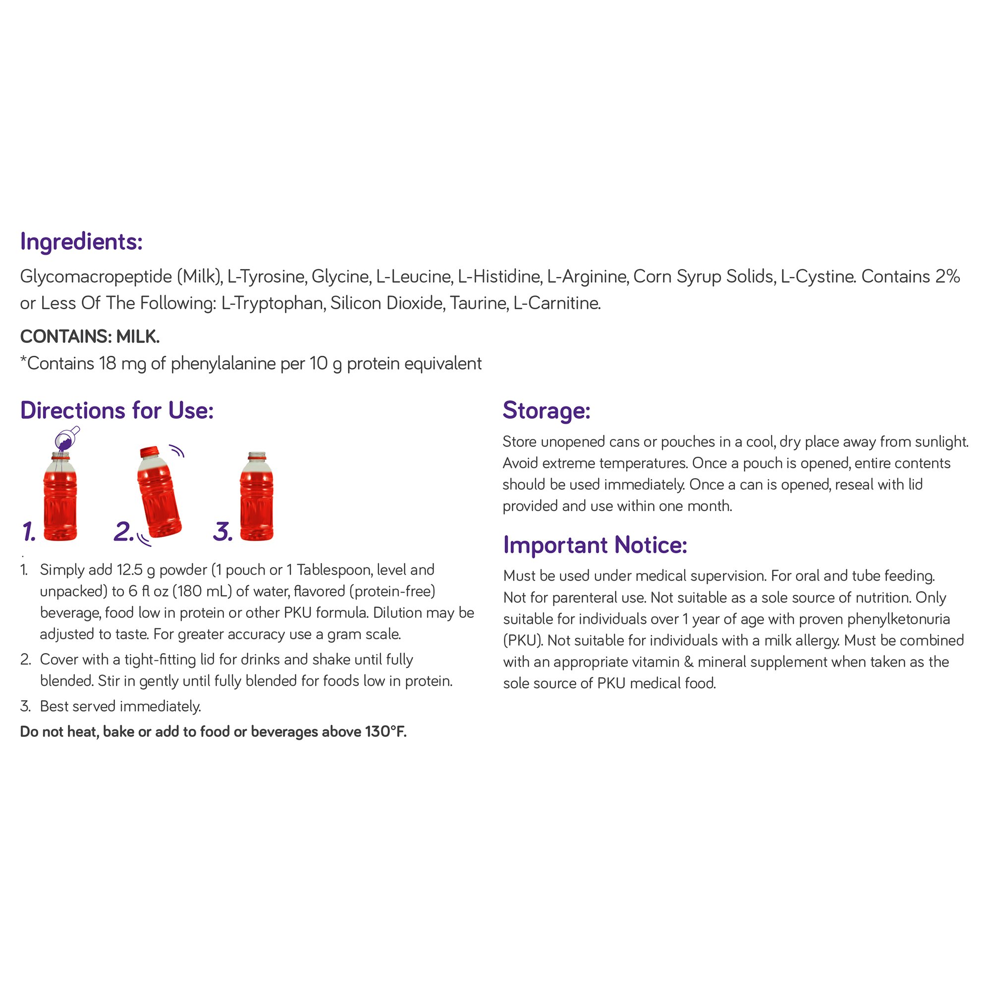 Nutricia North America 201649 - PhenylAde® GMP Mix-In for the Dietary Management of Phenylketonuria, Unflavored - 1/Each, 6/Case