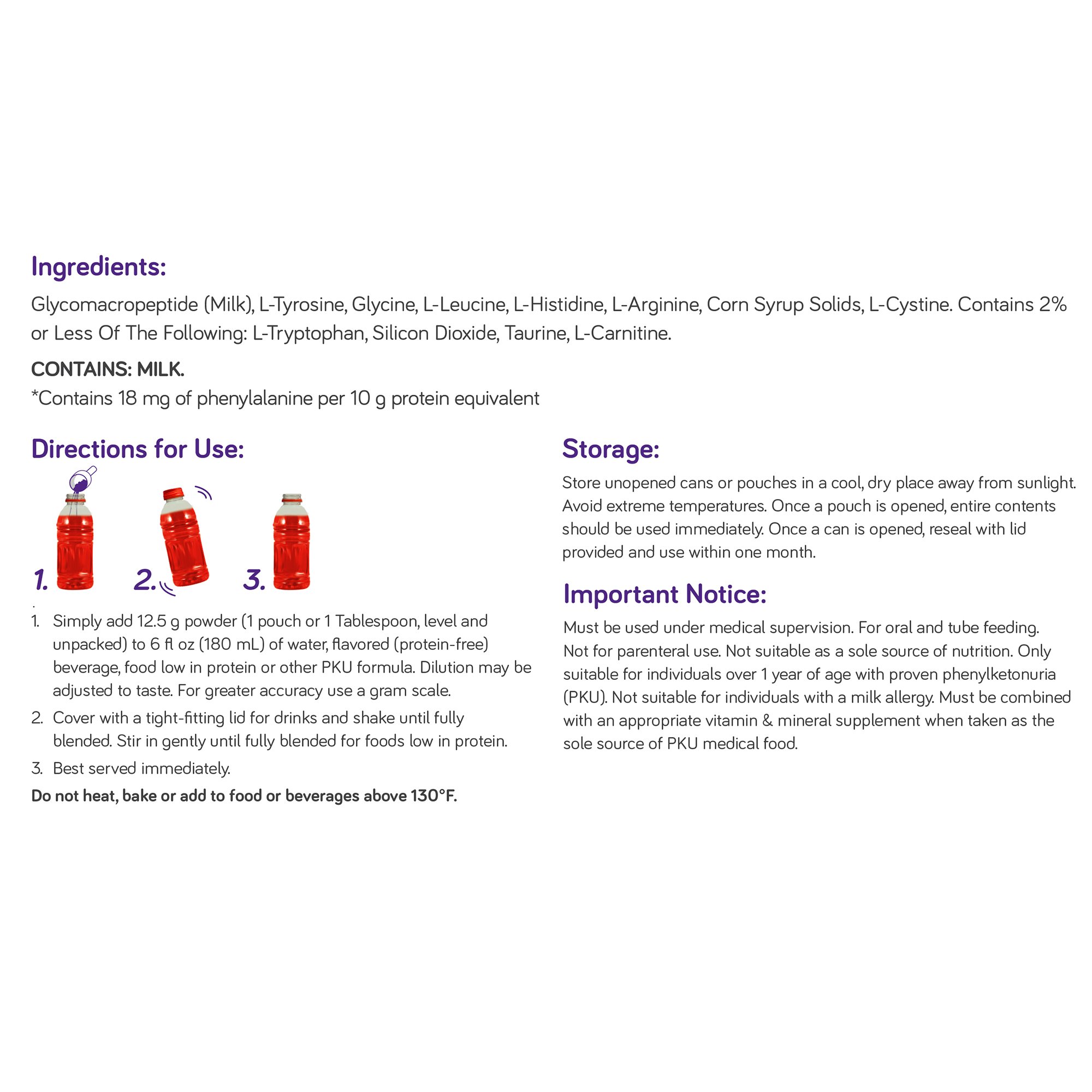 Nutricia North America 201721 - PhenylAde® GMP Mix-In for the Dietary Management of Phenylketonuria - 1/Each, 20/Case