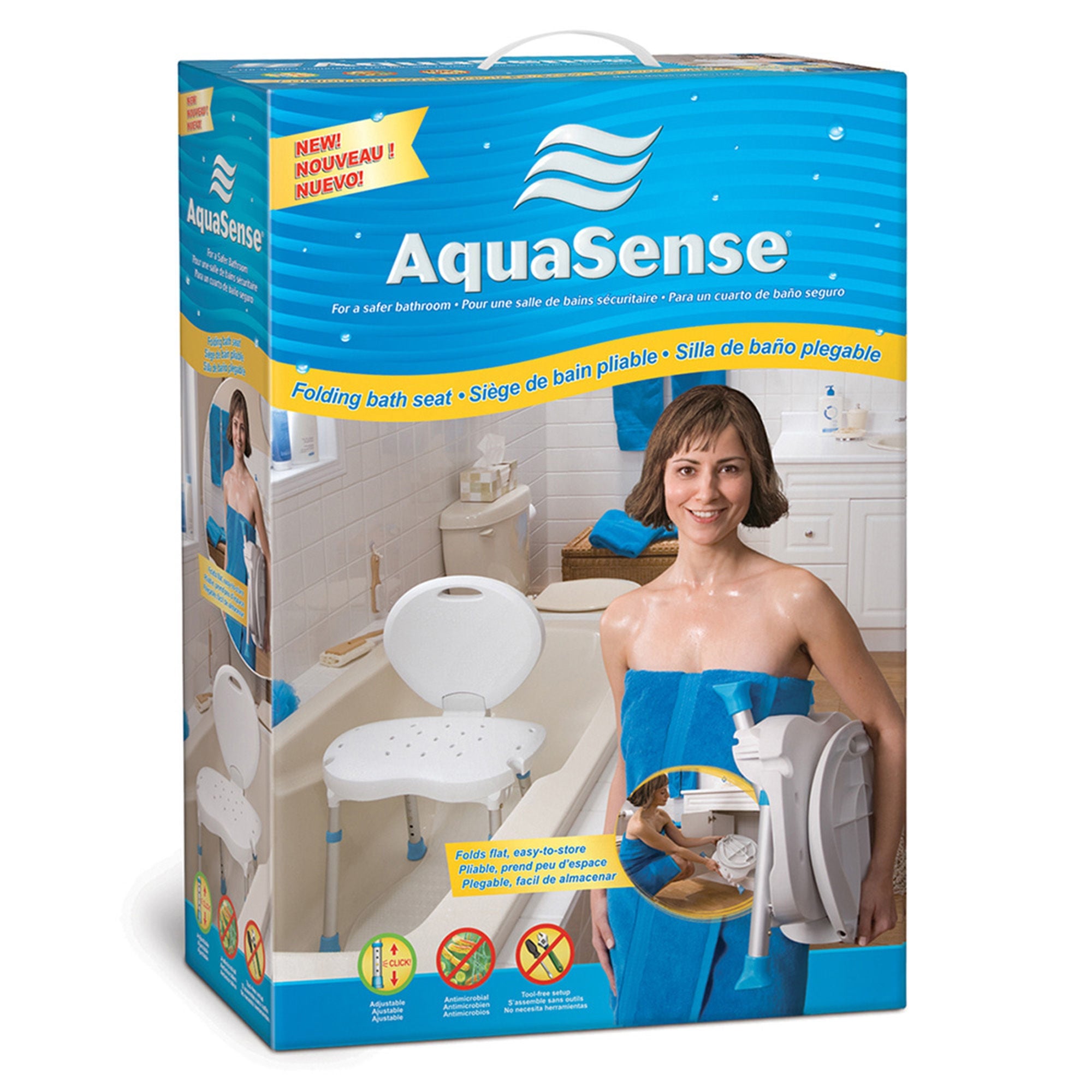 Drive DeVilbiss Healthcare - 770-525 Shower Chair AquaSense® Without Arms Aluminum Frame With Backrest 19-3/4 Inch Seat Width 250 lbs. Weight Capacity