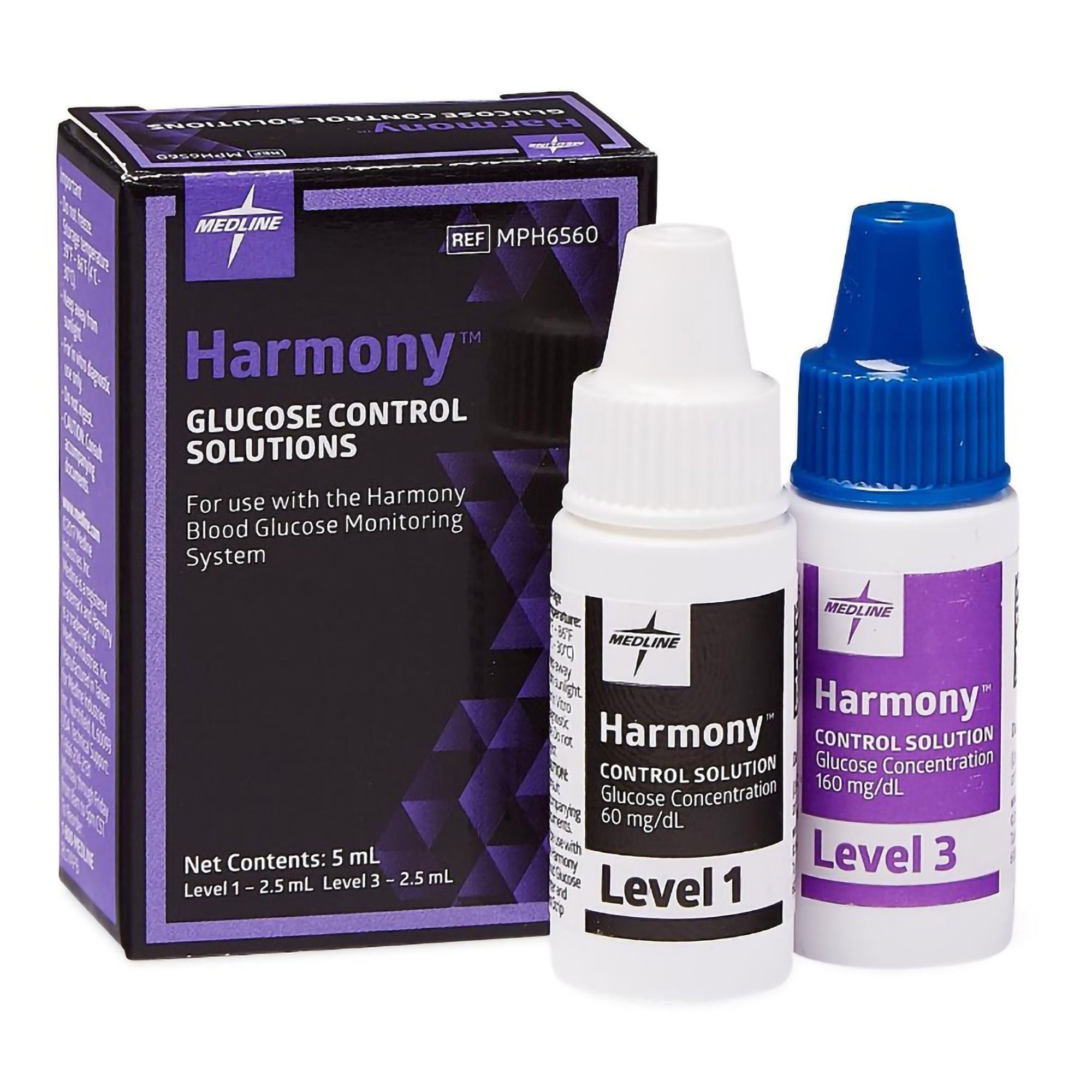 Medline - MPH6560 Blood Glucose Control Solution Harmony™ 5 mL Level 1 & 3