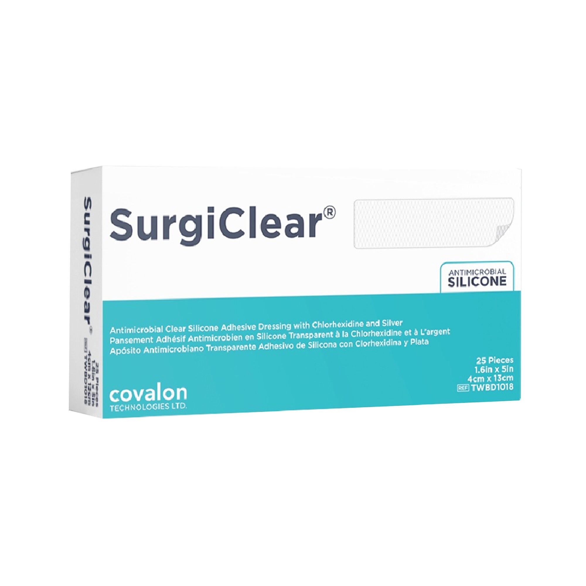 Covalon Technologies Inc - TWBD1019 Silver Transparent Dressing SurgiClear® Rectangle Sterile