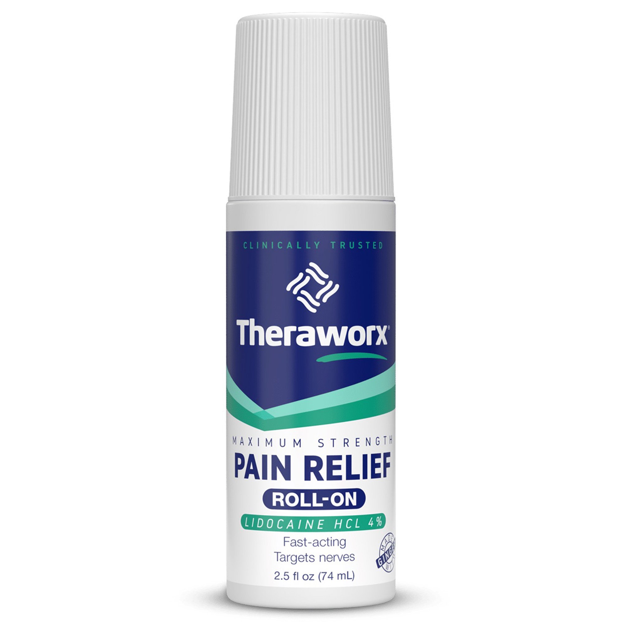 Avadim NRV-25R-4X4 - Theraworx® Maximum Strength Pain Relief Roll-On with 4% Lidocaine - 4/Pack, 16/Case