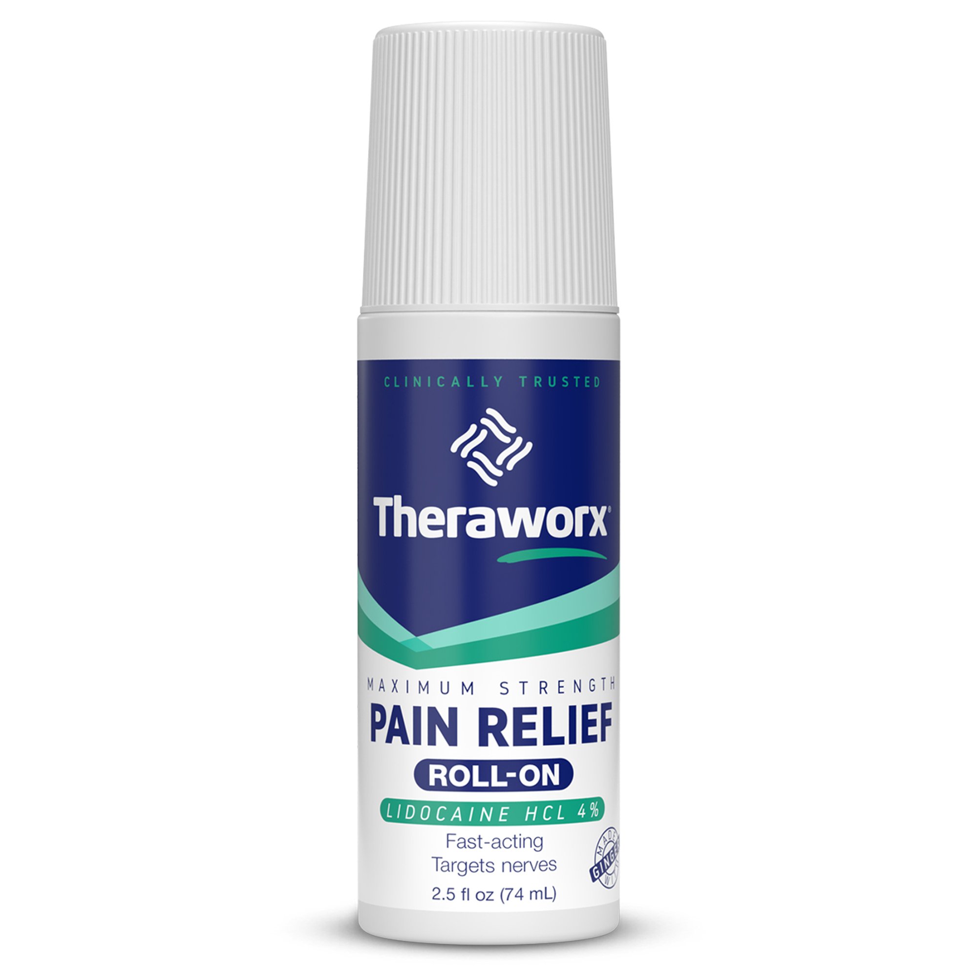 Avadim NRV-25R-4X4 - Theraworx® Maximum Strength Pain Relief Roll-On with 4% Lidocaine - 4/Pack, 16/Case