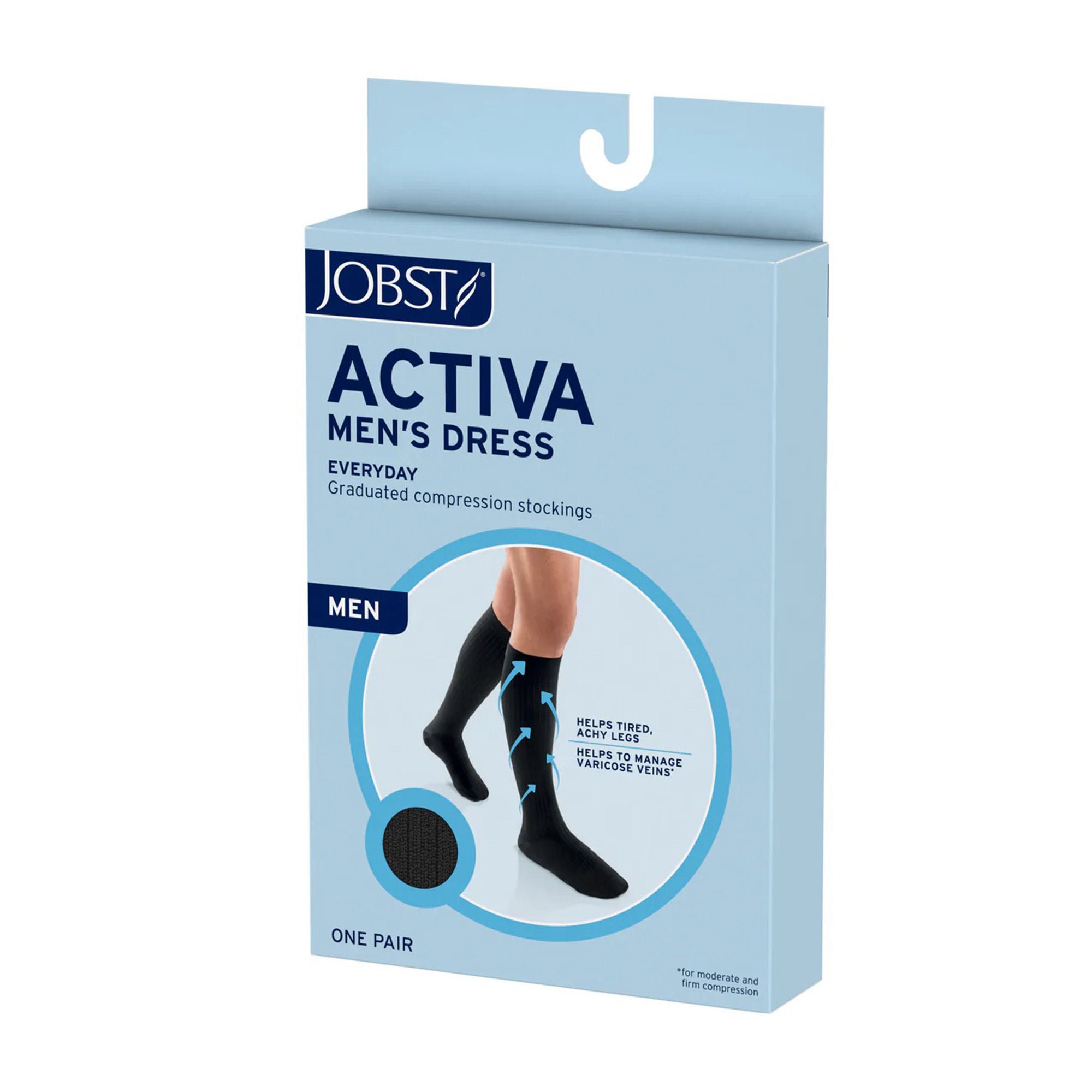 BSN Medical - 6055812 Compression Socks Jobst® Activa Knee High Large Navy Blue Closed Toe