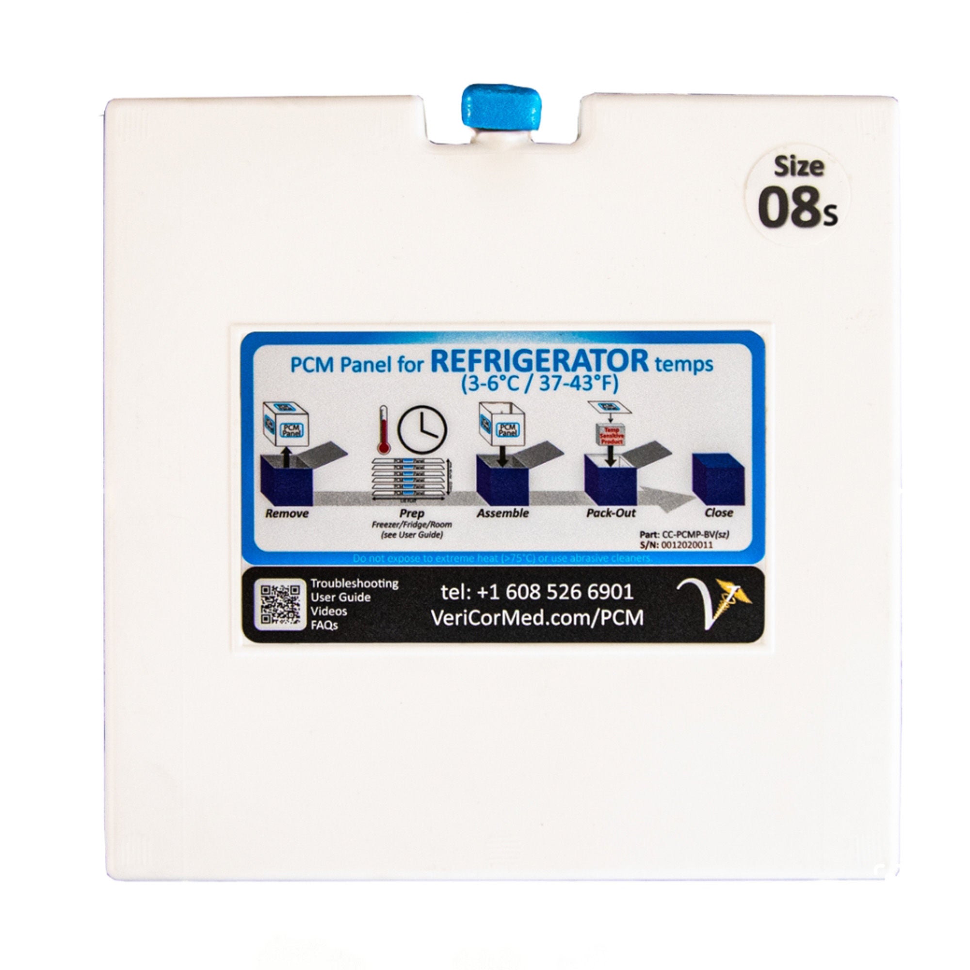 Control Solutions Inc - CC-PCMP-BV08-S Vericor PCM Panel Small, For 2-8°C/1-6°C/1-10°C Temps For Cool Cube 08