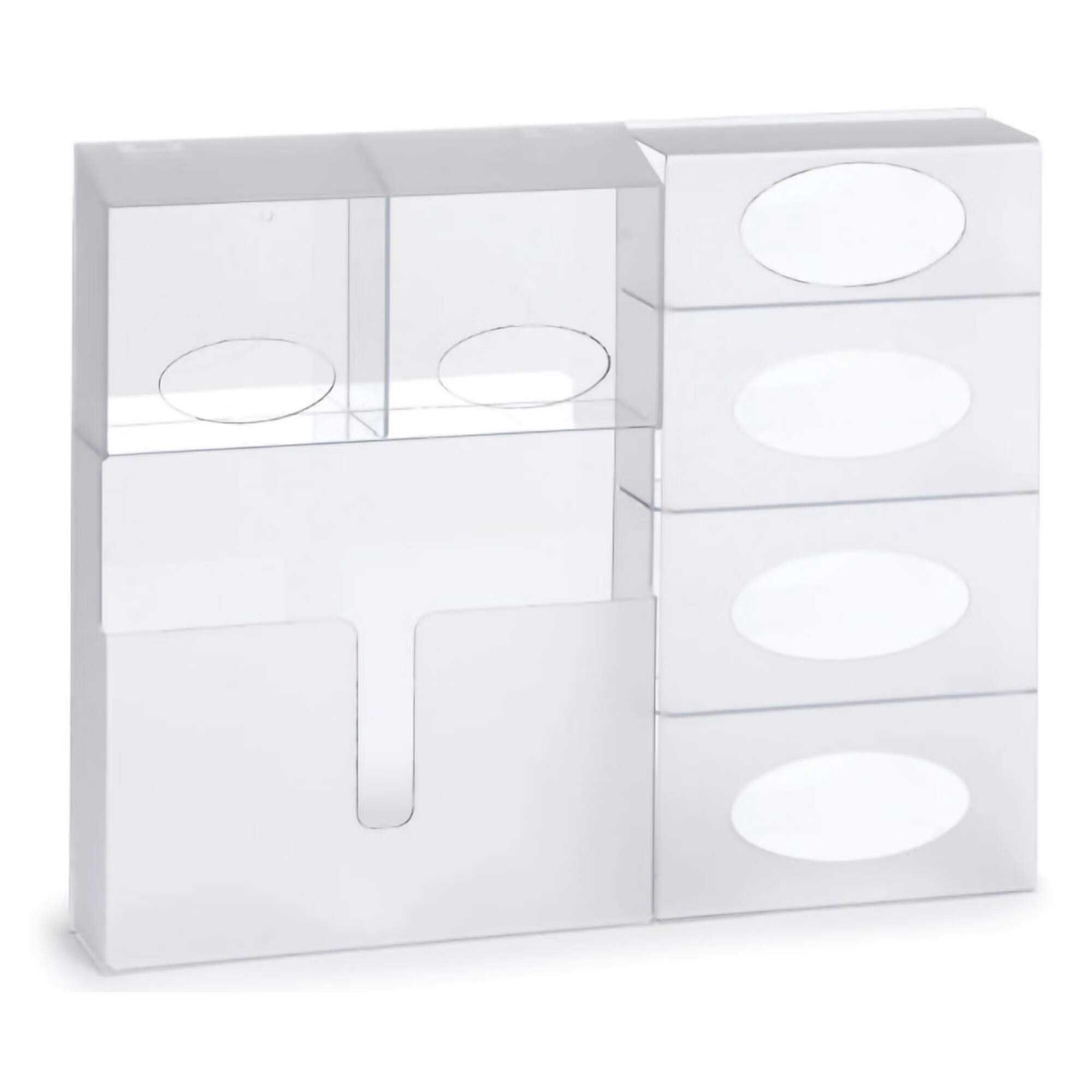 Market Lab Inc - 60129 Bulk PPE Dispenser Marketlab Wall Mount (1) Mask Box Holder, (3) Glove Box Holders, (1) Gown Holders, (2) Bulk Holders Clear 3.75 X 20.625 X 24.1875 Inch Polycarbonate