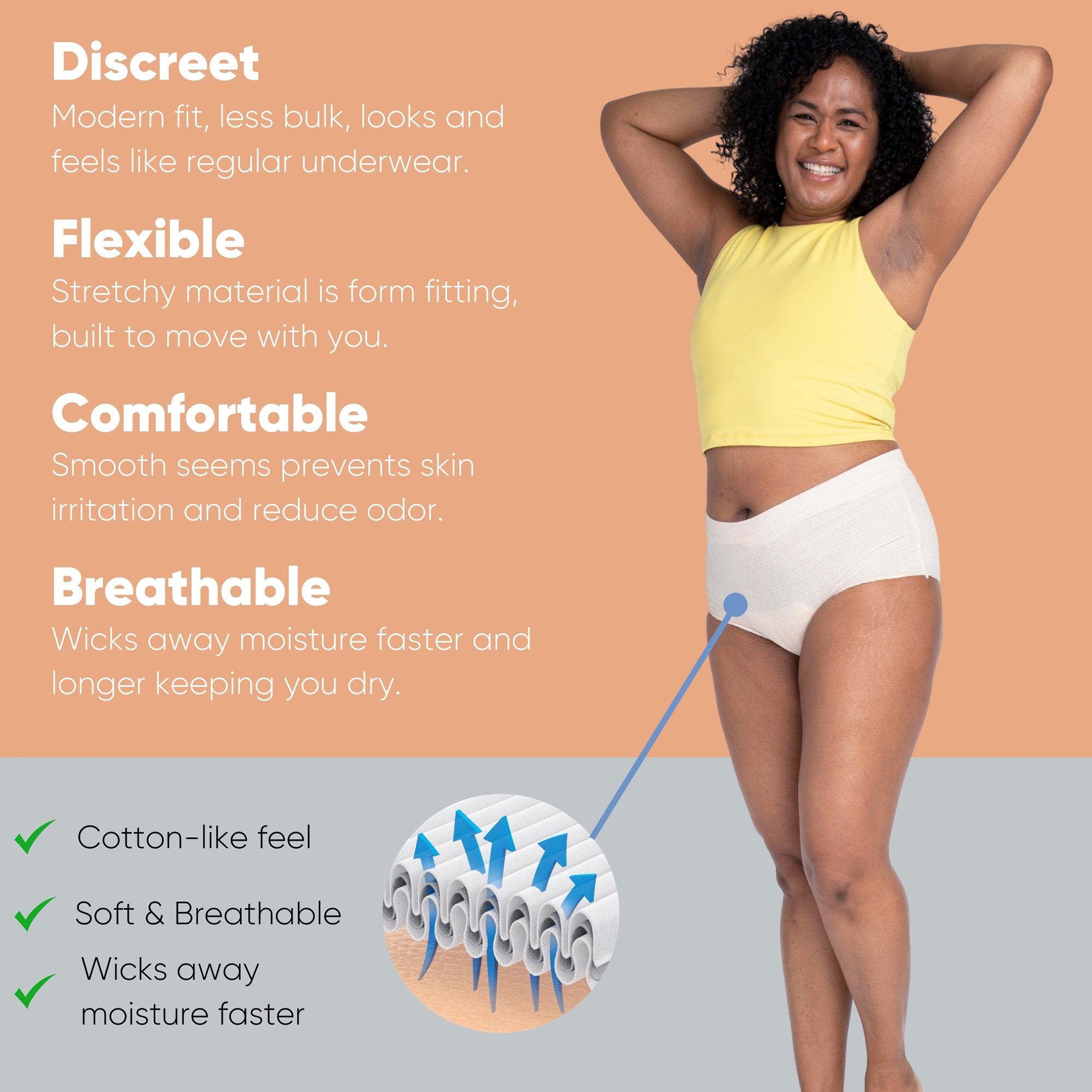Valrico LLC 199 - Nexwear Women's Pull-On Absorbent Underwear, Large, Tan - 15/Pack, 60/Case