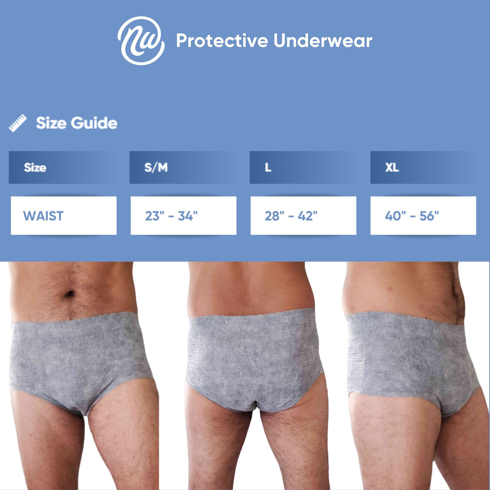 Valrico LLC 195 - Nexwear Men's Pull-On Absorbent Underwear, Small/Medium, Gray - 15/Pack, 60/Case