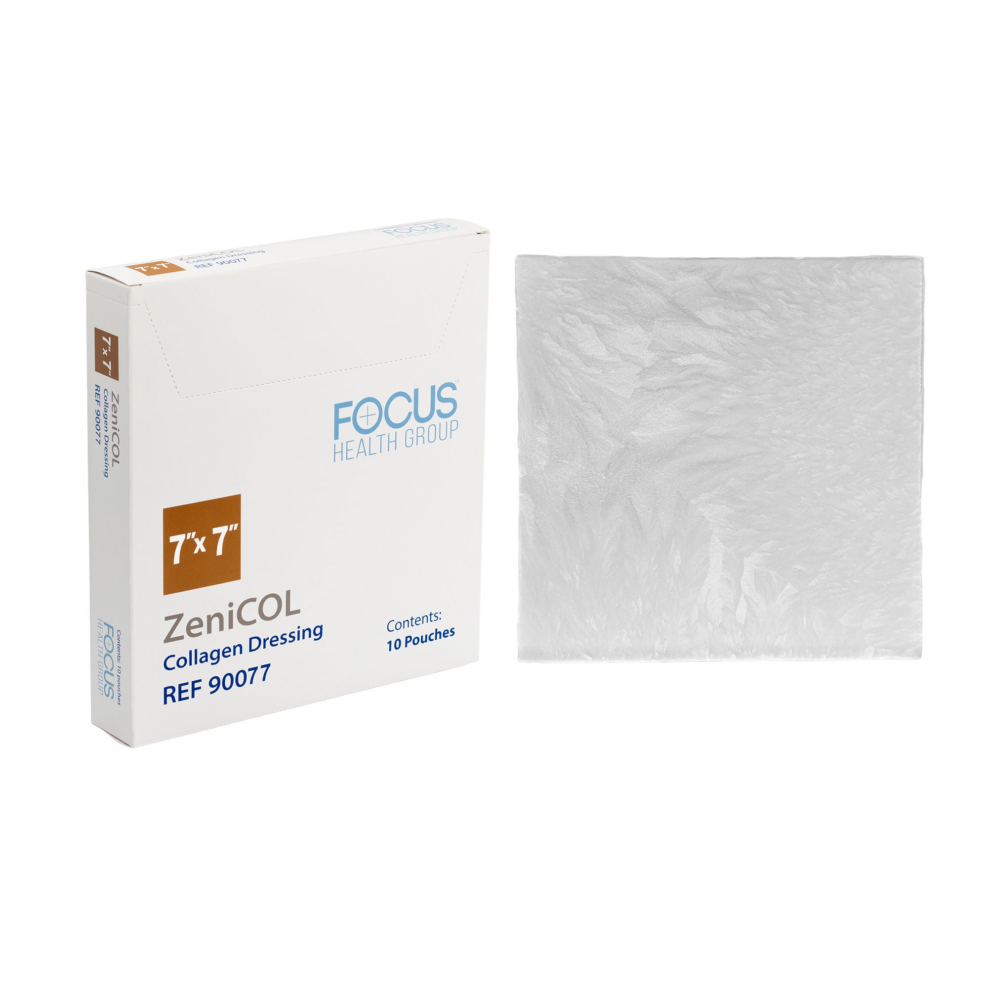 Focus Health Group - 90077 Collagen Dressing ZeniCOL 7 X 7 Inch Square Sterile