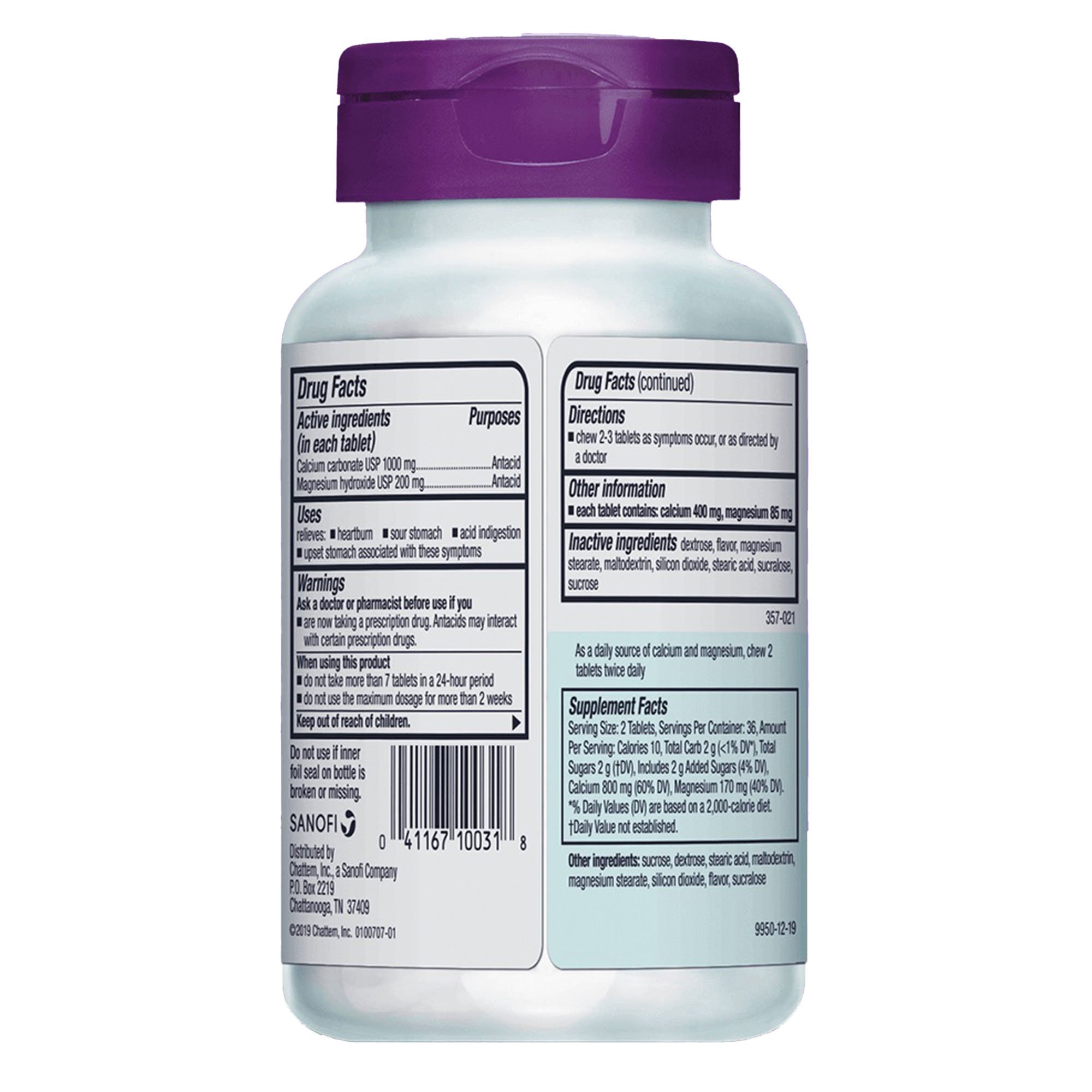Procter & Gamble 72011200453 - Rolaids® Ultra-Strength Calcium Carbonate / Magnesium Hydroxide, Mint Flavor - 1/Bottle