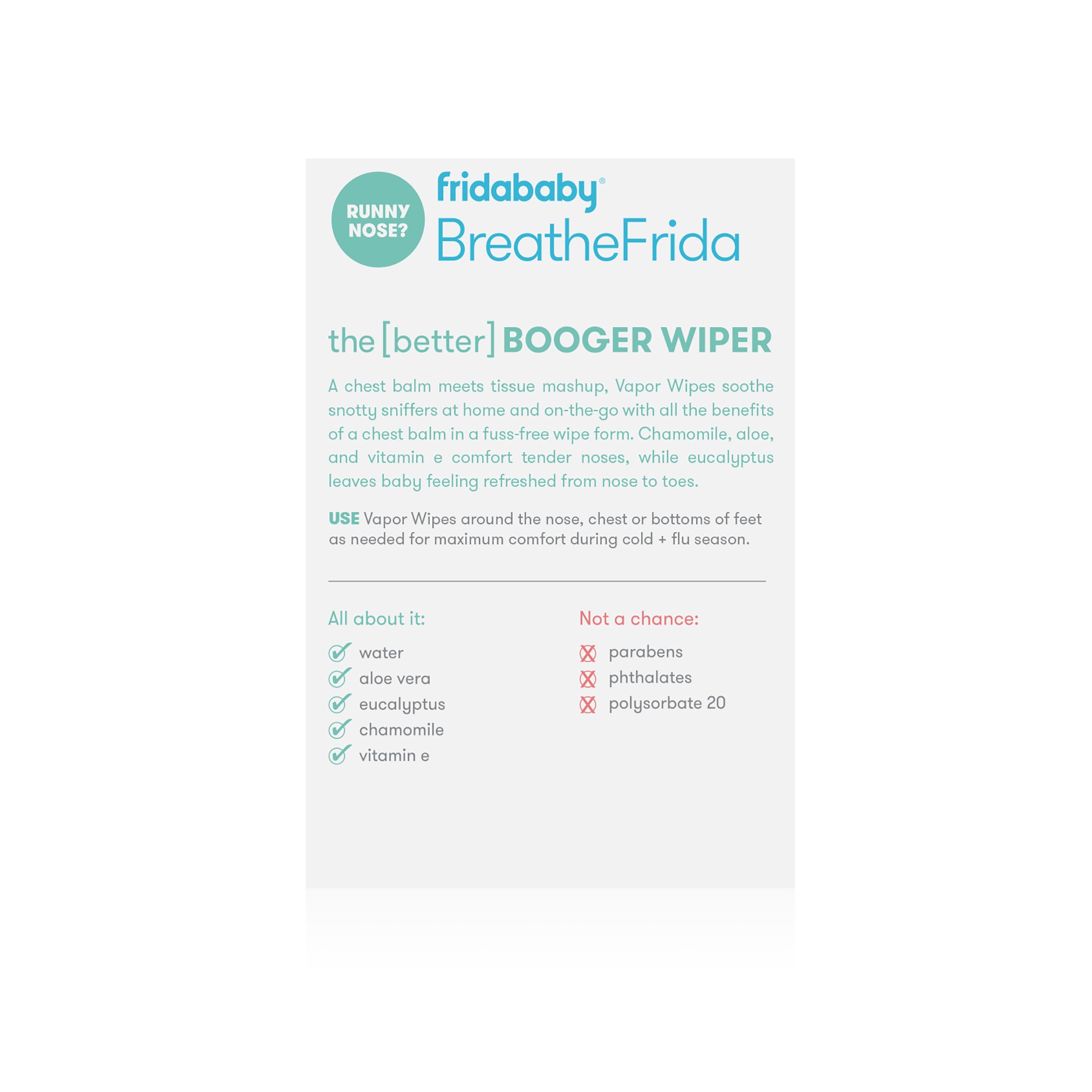 Fridababy LLC 100000046 - BreatheFrida™ the BoogerWiper Nose + Chest Wipes - 30/Pack, 720/Case