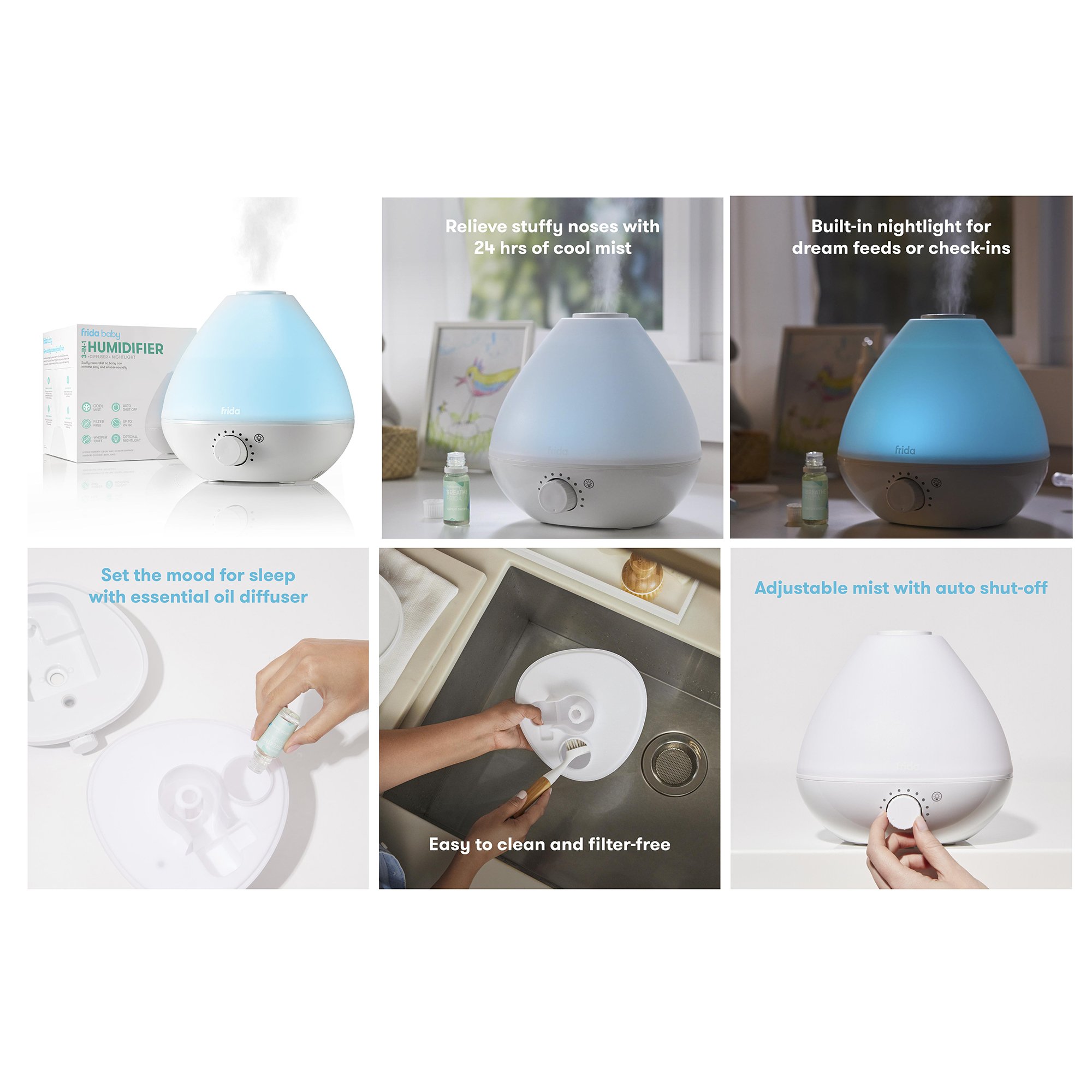BreatheFrida Humidifier with Deiffuser and Nightlight 100000051 by Fridababy