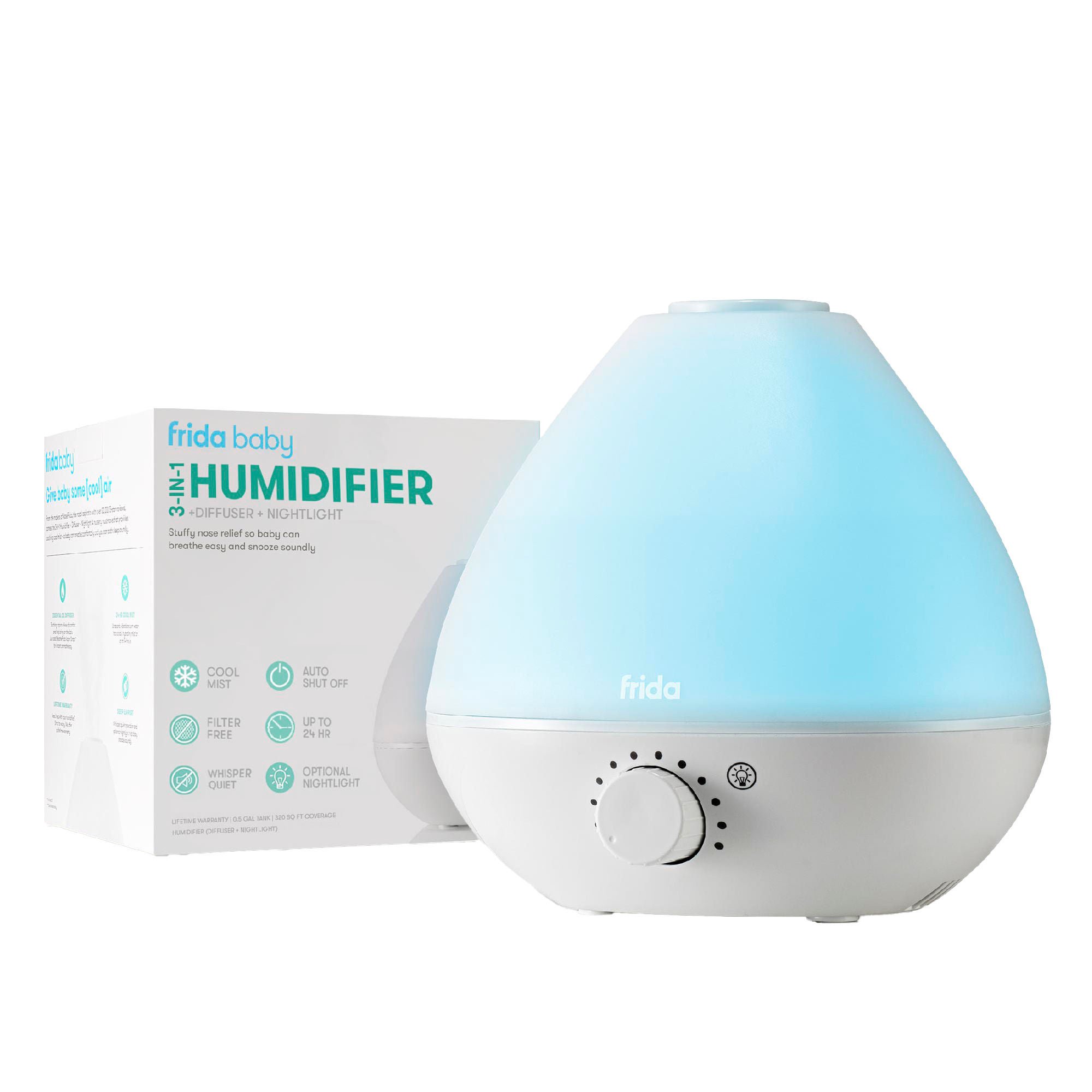 Fridababy LLC - 100000051 Humidifier with Deiffuser and Nightlight BreatheFrida 0.5 Gallon Tank Adult / Pediatric