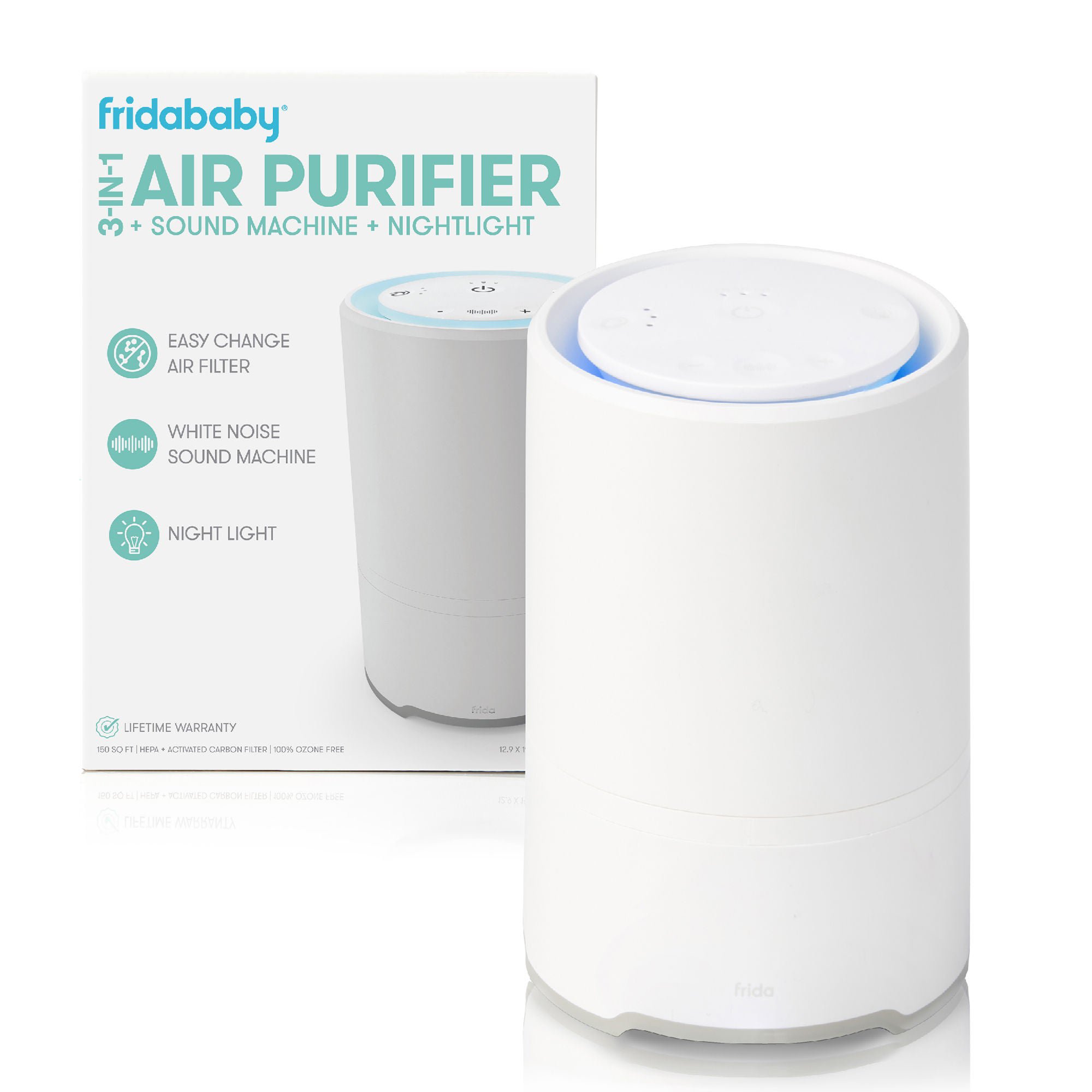 Fridababy LLC - 100000080 Air Purifier Fridababy® 150 sq ft. 7 X 7 X 9.5 Inch AC Power Hepa and Carbon Filter 3 Speeds