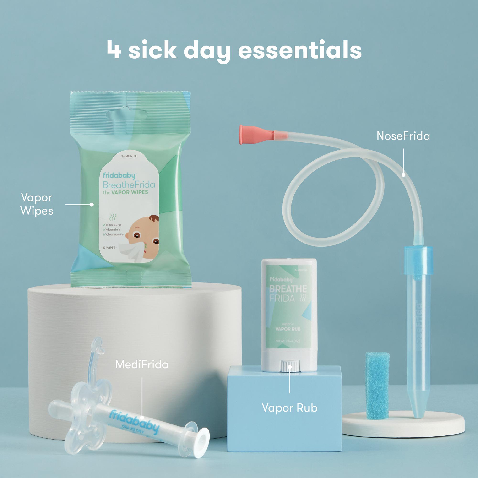 Fridababy LLC 500000663 - frida baby Sick Day Prep Kit, NoseFrida + Filters, Accu-Dose, Wipes & Vapor Rub - 1/Kit, 8/Case