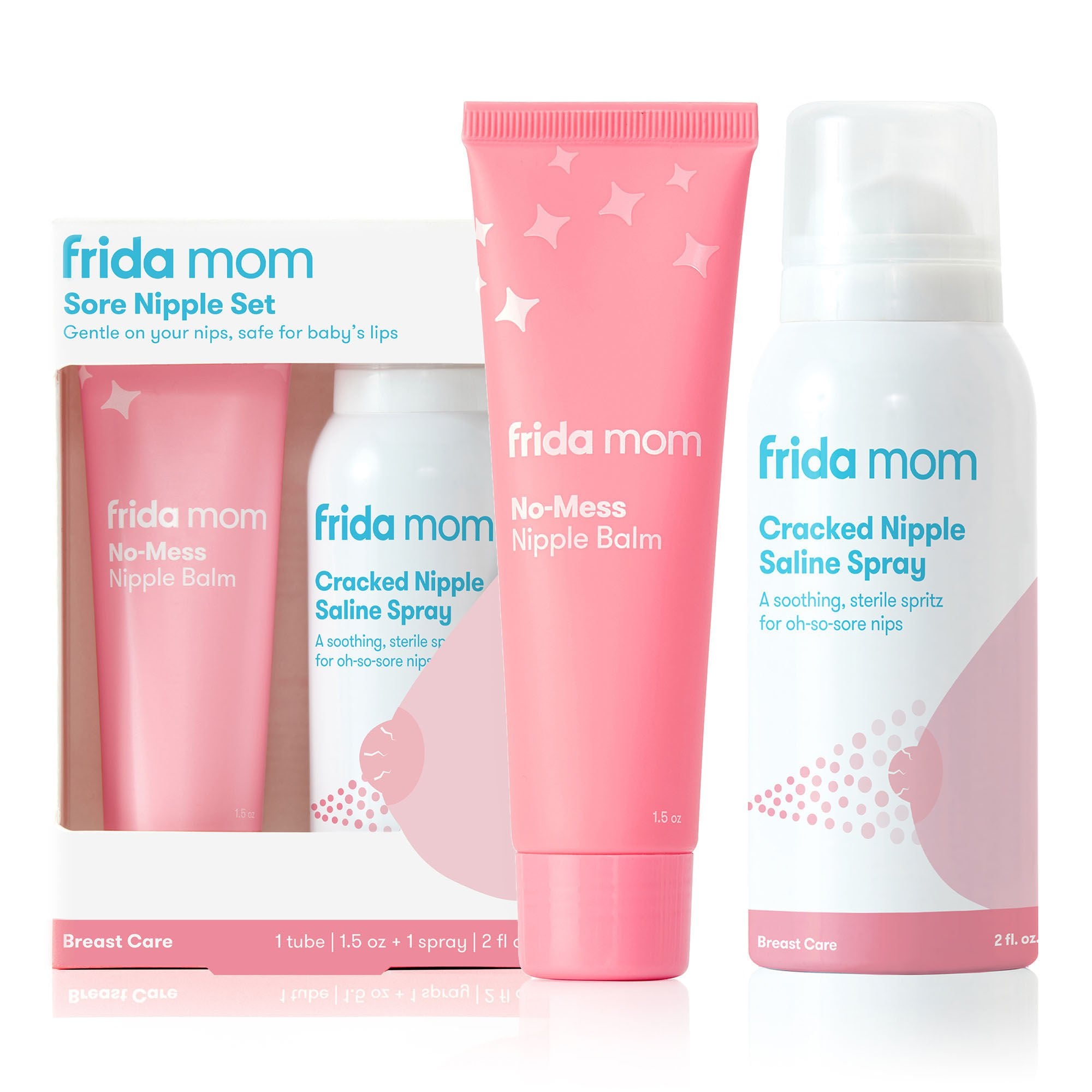 Fridababy LLC - 500001035 frida mom Cracked Nipple Saline Spray and frida mom No-Mess Nipple Balm