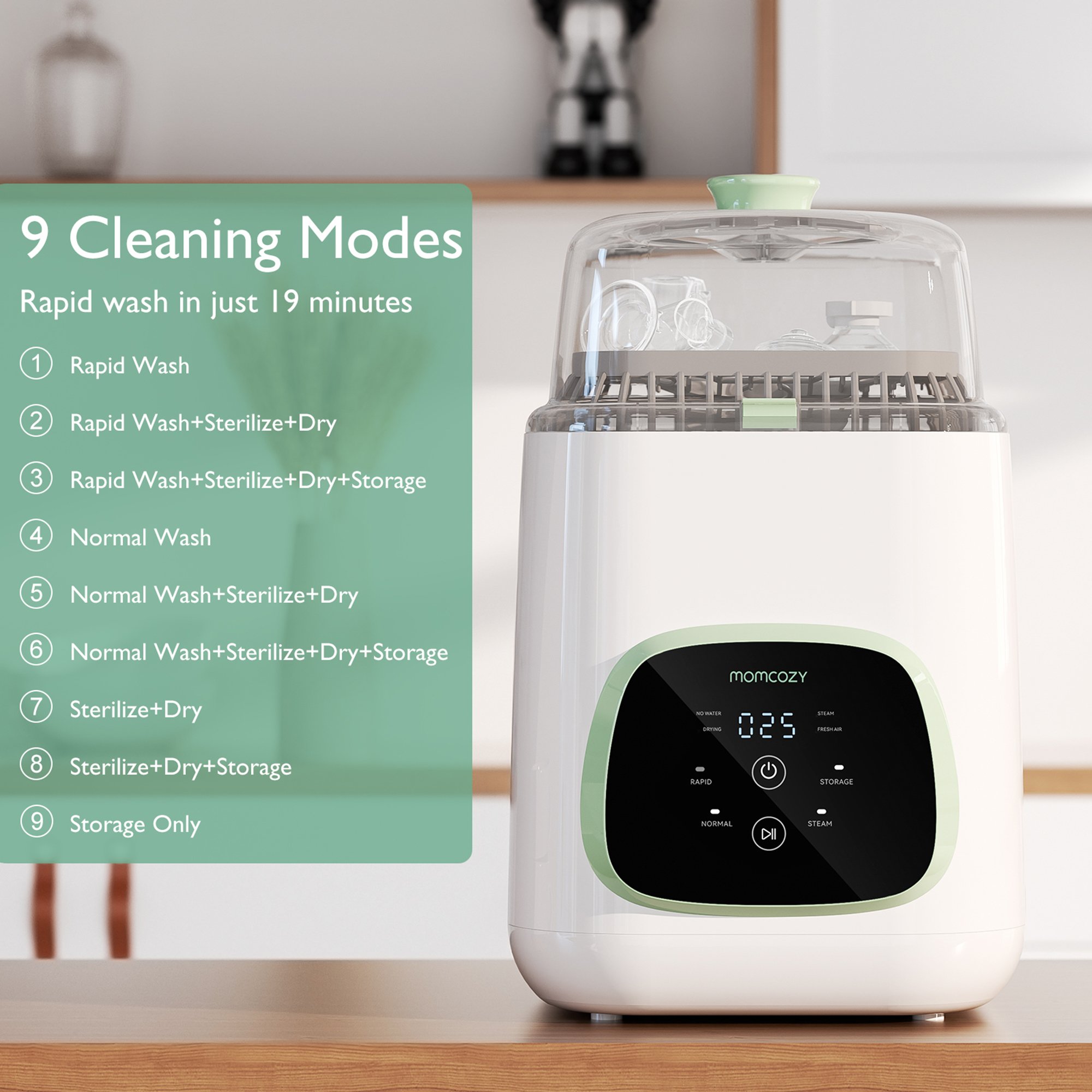 Momcozy CleanPal Pro Baby Bottle Washer and Sterilizer BS003-GW10NB by Root Technology