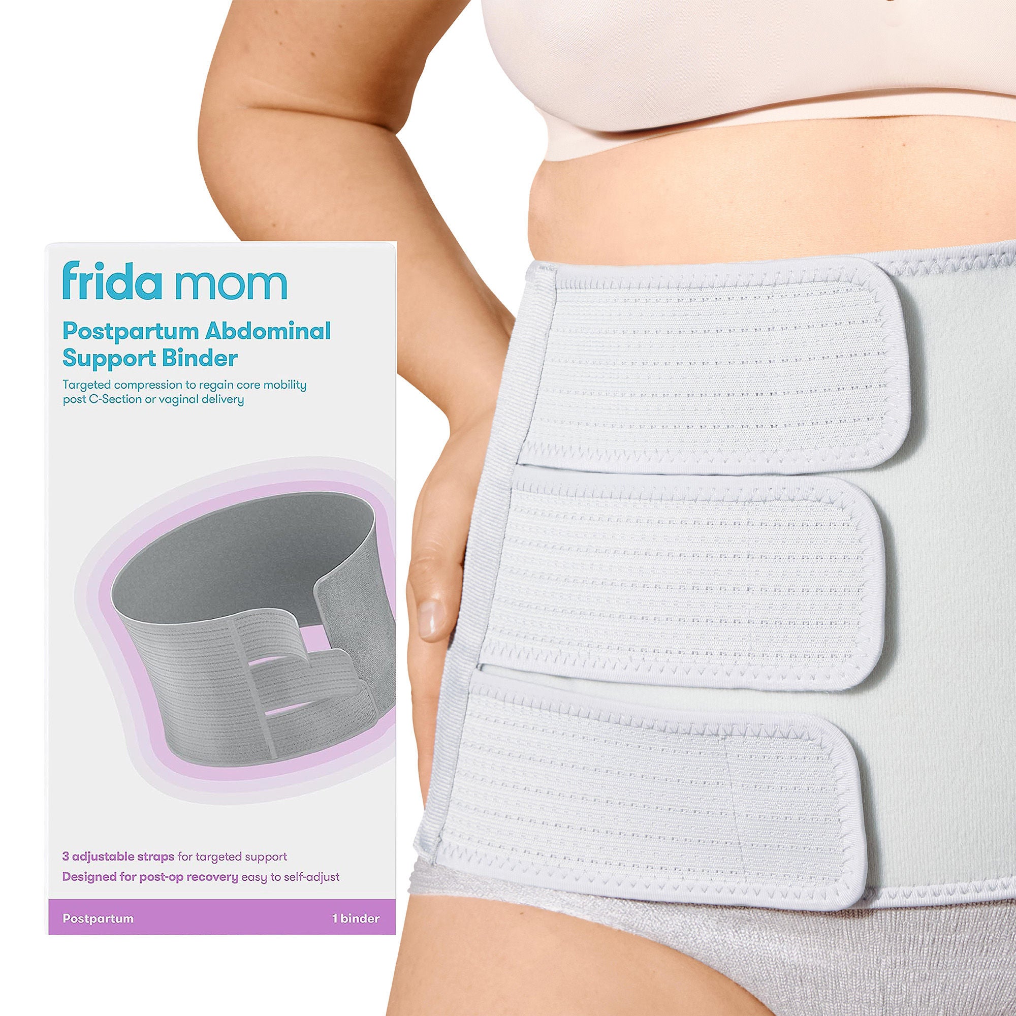 Fridababy LLC - 500001066 Abdominal Binder Fridababy® Small / Medium Hook and Loop Strap Closure 29 to 46 Inch Waist Circumference Adult