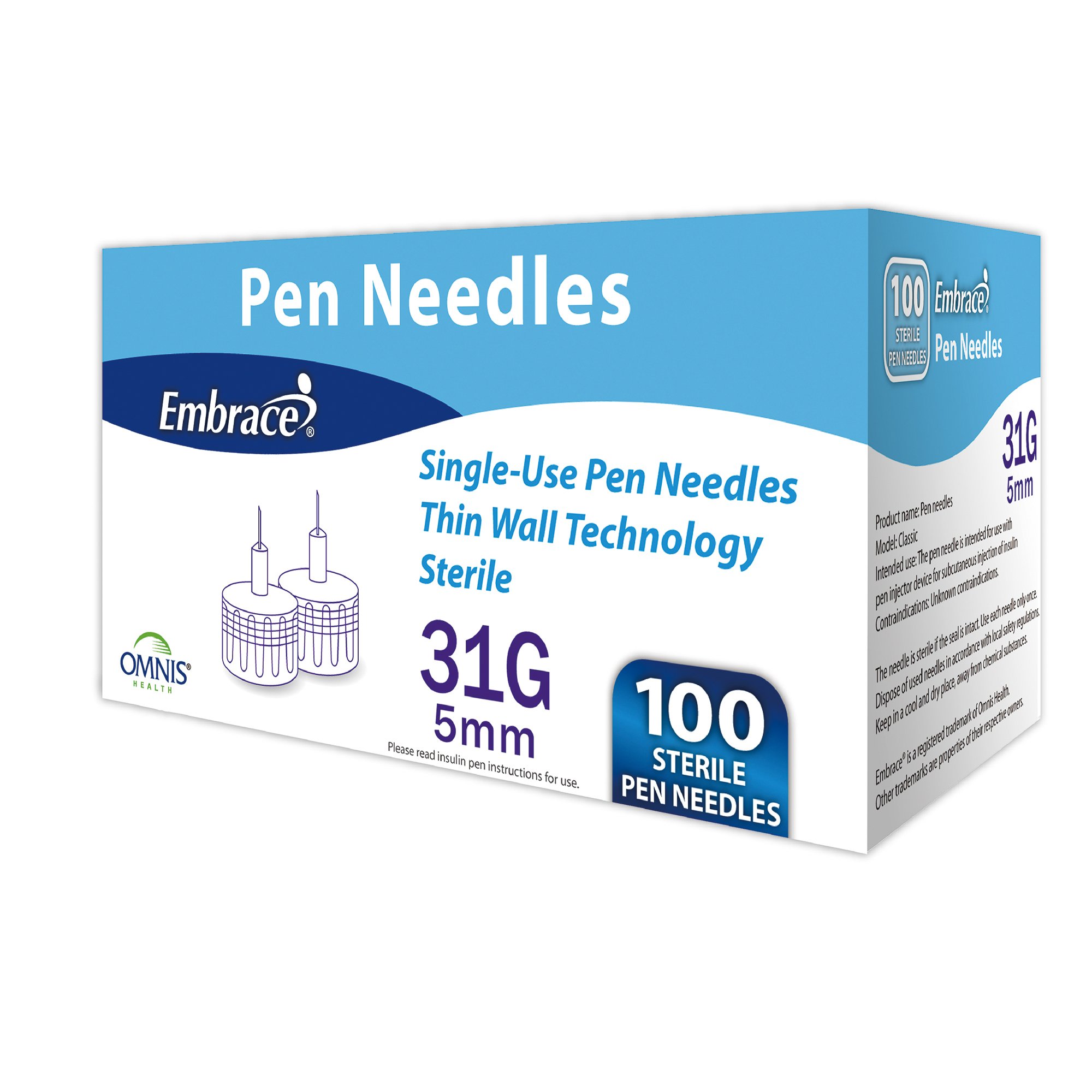 Embrace Safety Insulin Pen Needle SHN02MM31.05 by Omnis Health