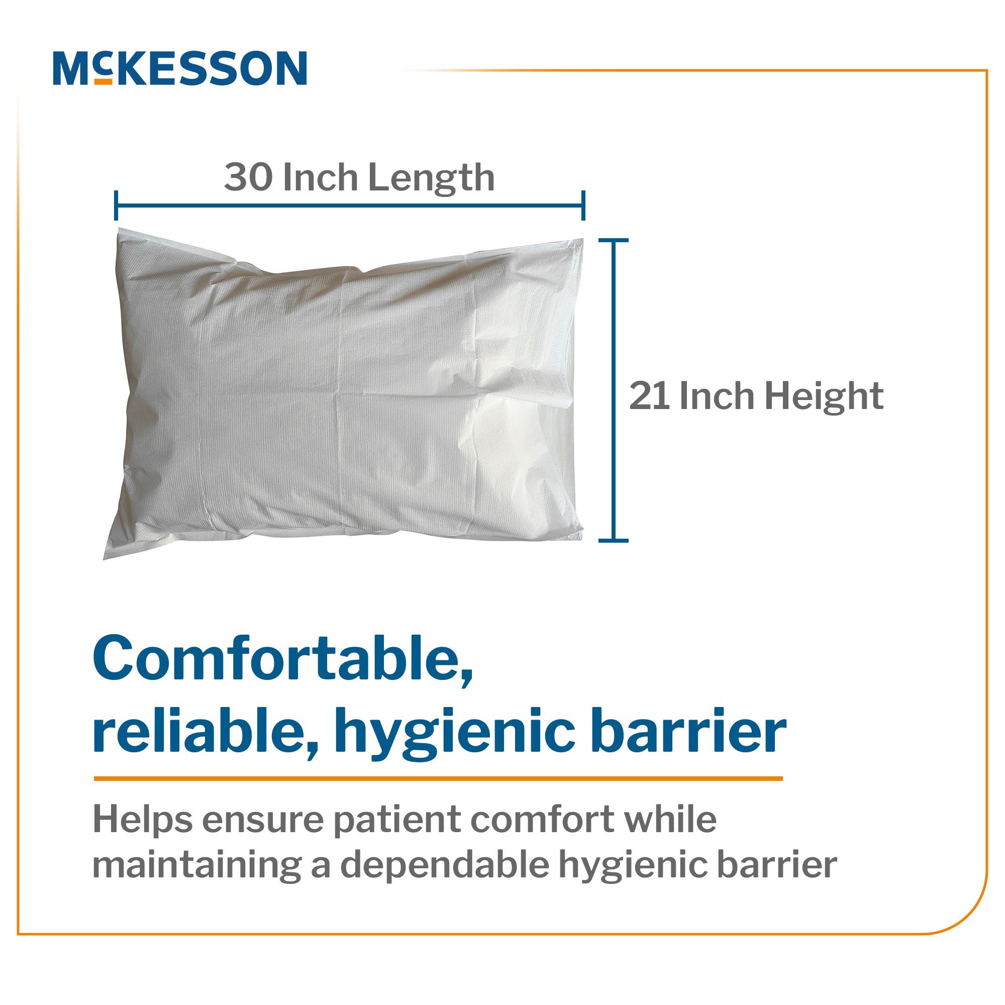 McKesson Brand 16-JCPM7 - McKesson Pillowcase, Disposable, Standard, White, Tissue/Poly, 30 x 21 Inch - 100/Case
