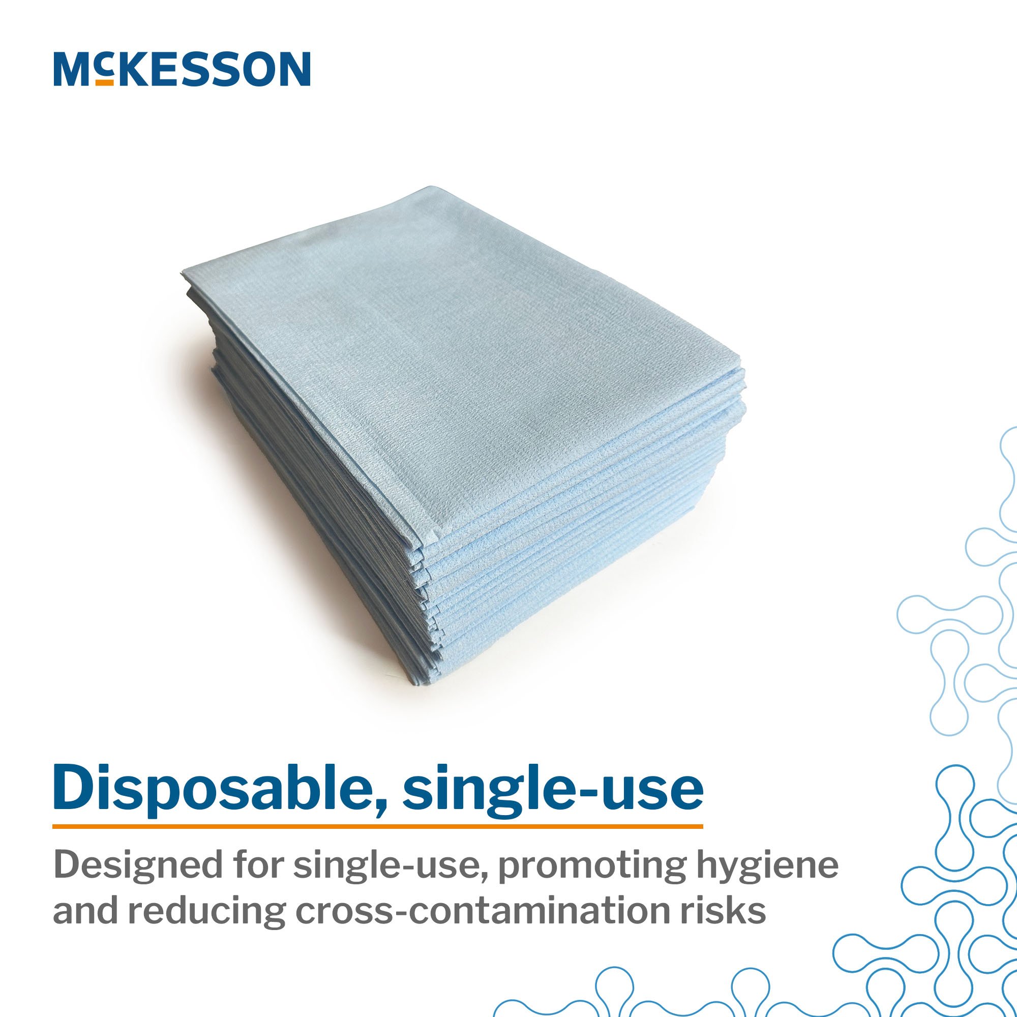 McKesson Brand 16-JCPM8 - McKesson Pillowcase, Disposable, Standard, Blue, Tissue/Poly, 30 x 21 Inch - 100/Case