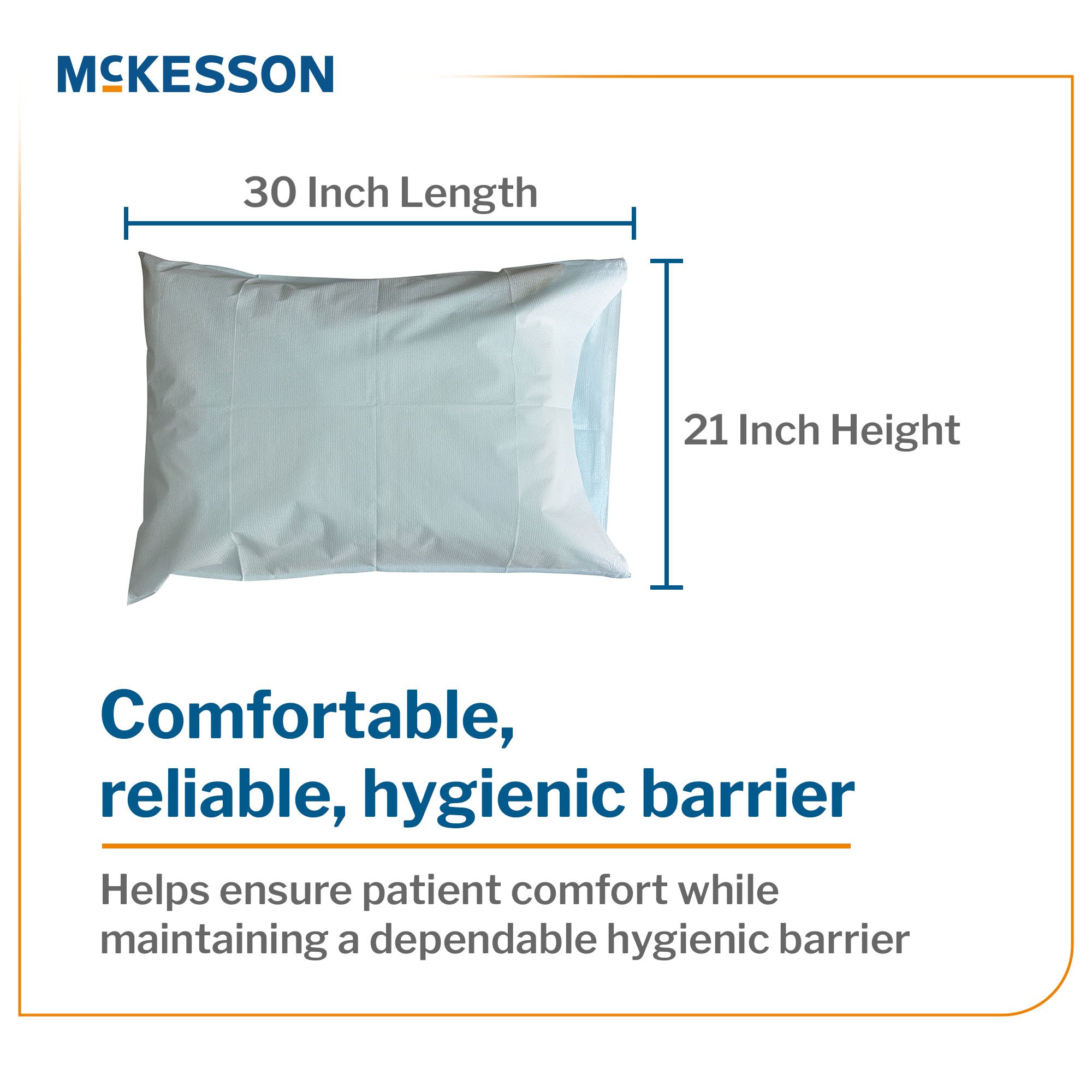 McKesson Brand 16-JCPM8 - McKesson Pillowcase, Disposable, Standard, Blue, Tissue/Poly, 30 x 21 Inch - 100/Case