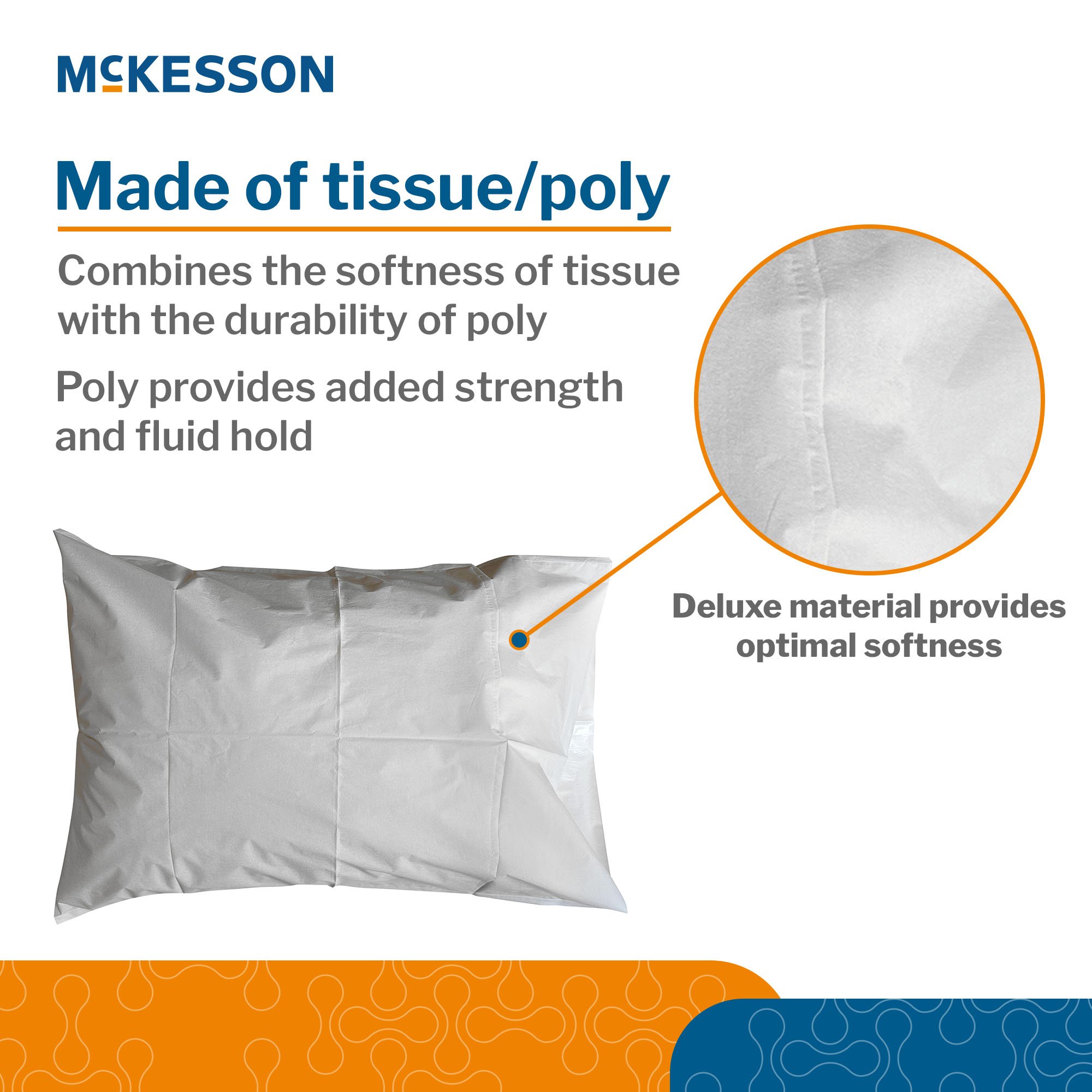 McKesson Brand 16-JCPM5 - McKesson Pillowcase, Disposable, Deluxe, White, Tissue/Poly, 30 x 21 Inch - 100/Case