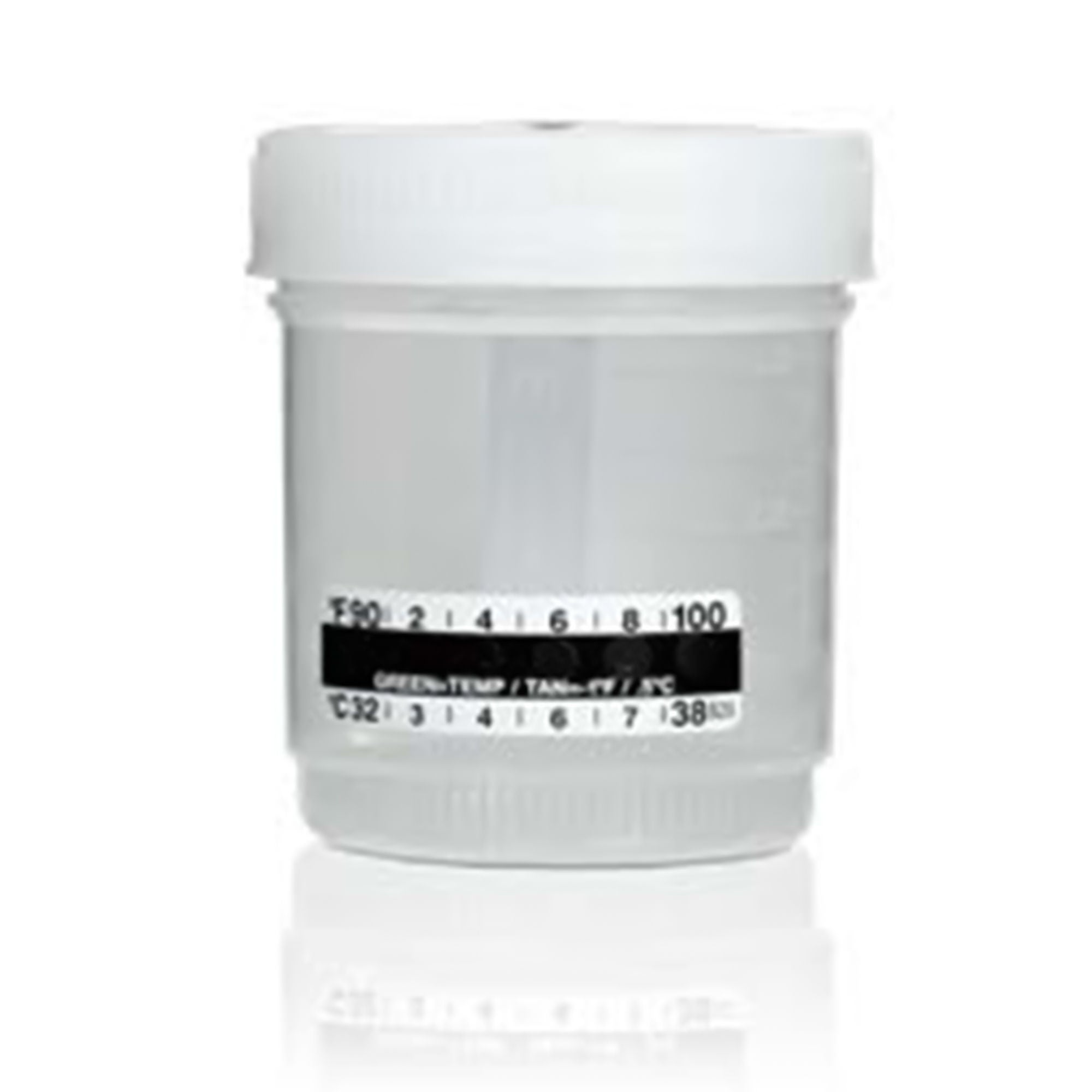 Abbott Rapid Dx North America LLC - GD5334T1 Specimen Container with Temperature Strip Galipot 53 mm Diameter 90 mL (3 oz.) Screw Cap Patient Information Sterile