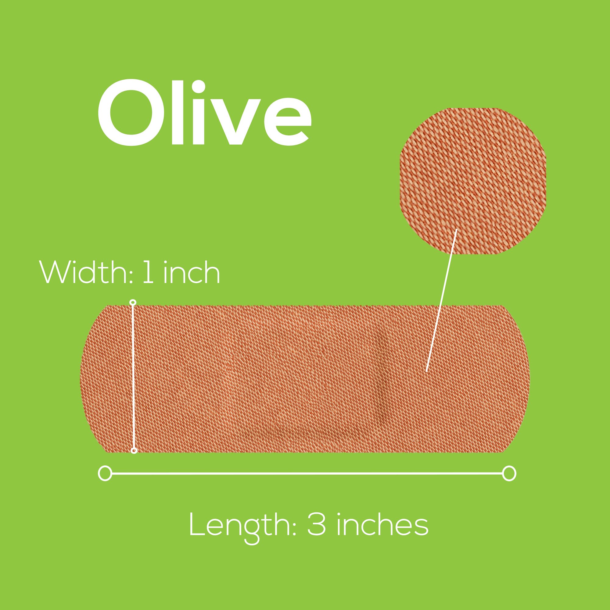Tru-Colour Products LLC TCB-GLS50 - Tru-Colour Skin Tone Shade Fabric Bandage Adhesive Strips – Olive, 1 x 3 Inch - 1/Box, 24/Case