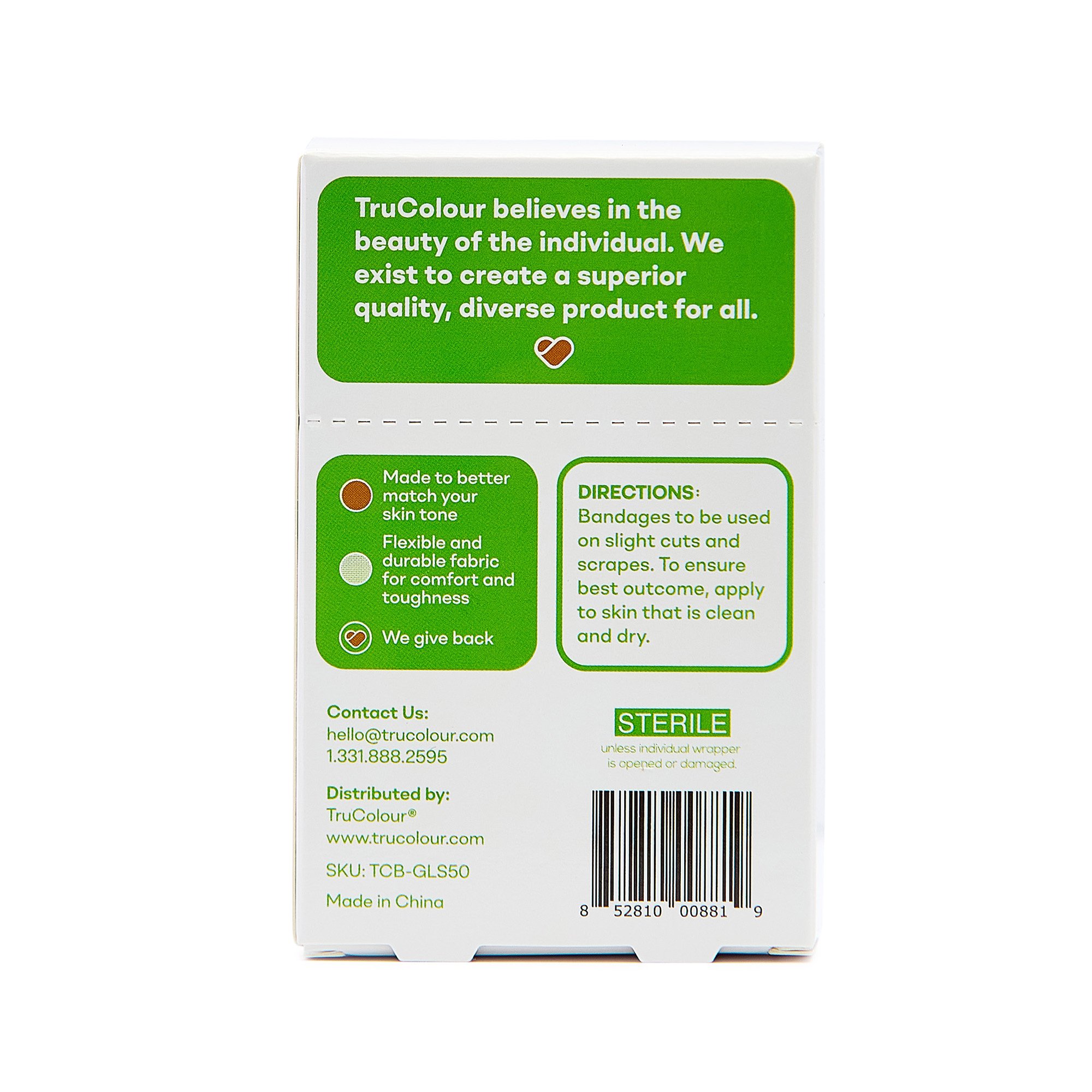 Tru-Colour Products LLC TCB-GLS50 - Tru-Colour Skin Tone Shade Fabric Bandage Adhesive Strips – Olive, 1 x 3 Inch - 1/Box, 24/Case