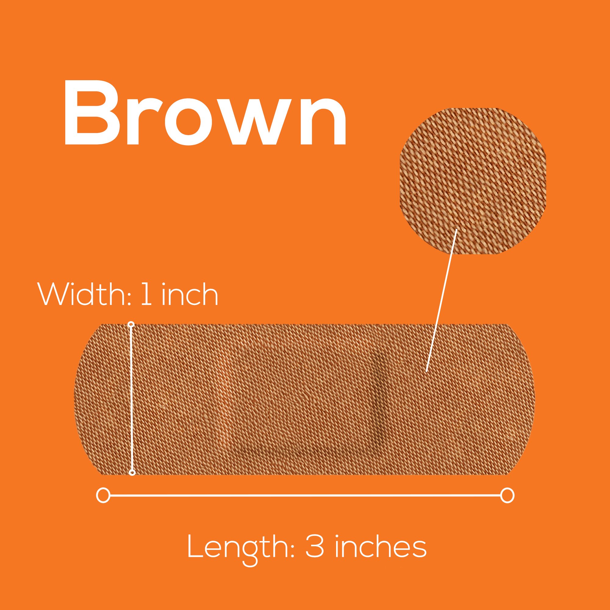Tru-Colour Products LLC TCB-NLS50 - Tru-Colour Skin Tone Shade Fabric Bandage Adhesive Strips – Brown, 1 x 3 Inch - 1/Box, 24/Case
