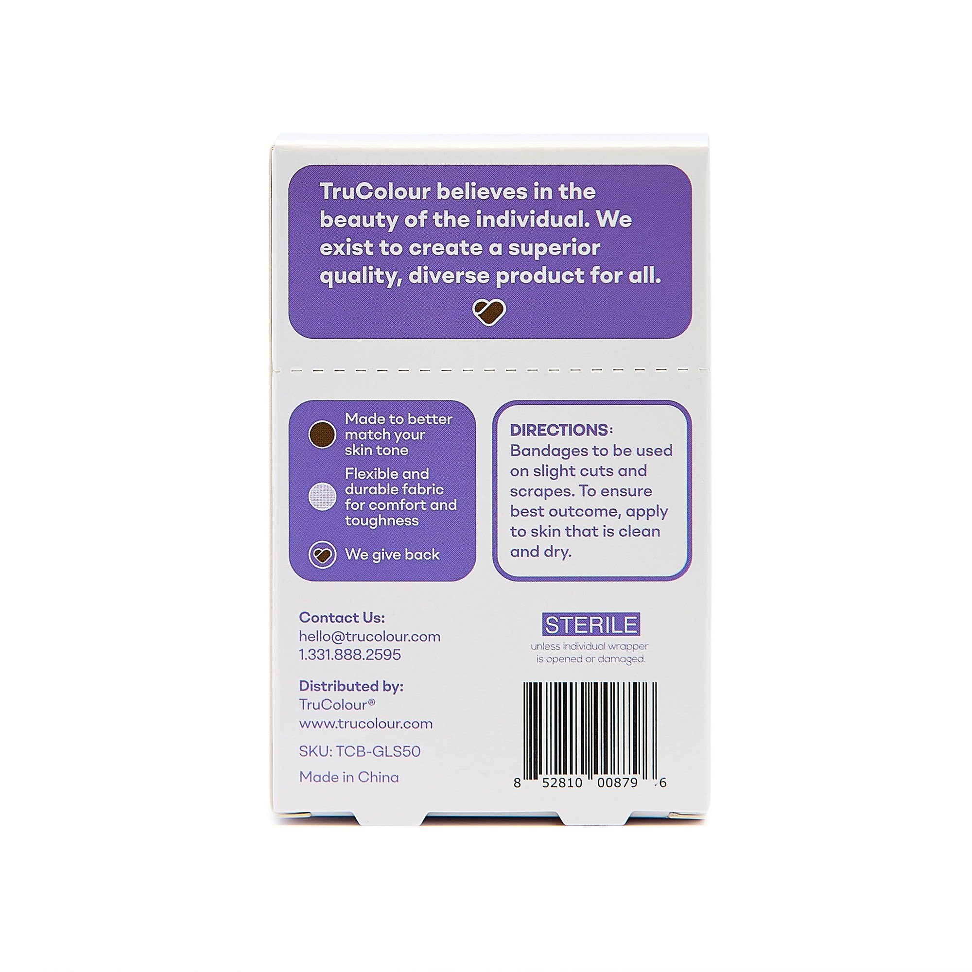Tru-Colour Products LLC TCB-PLS50 - Tru-Colour Skin Tone Shade Fabric Bandage Adhesive Strip, Dark Brown, 1 x 3 Inch - 1/Box, 24/Case