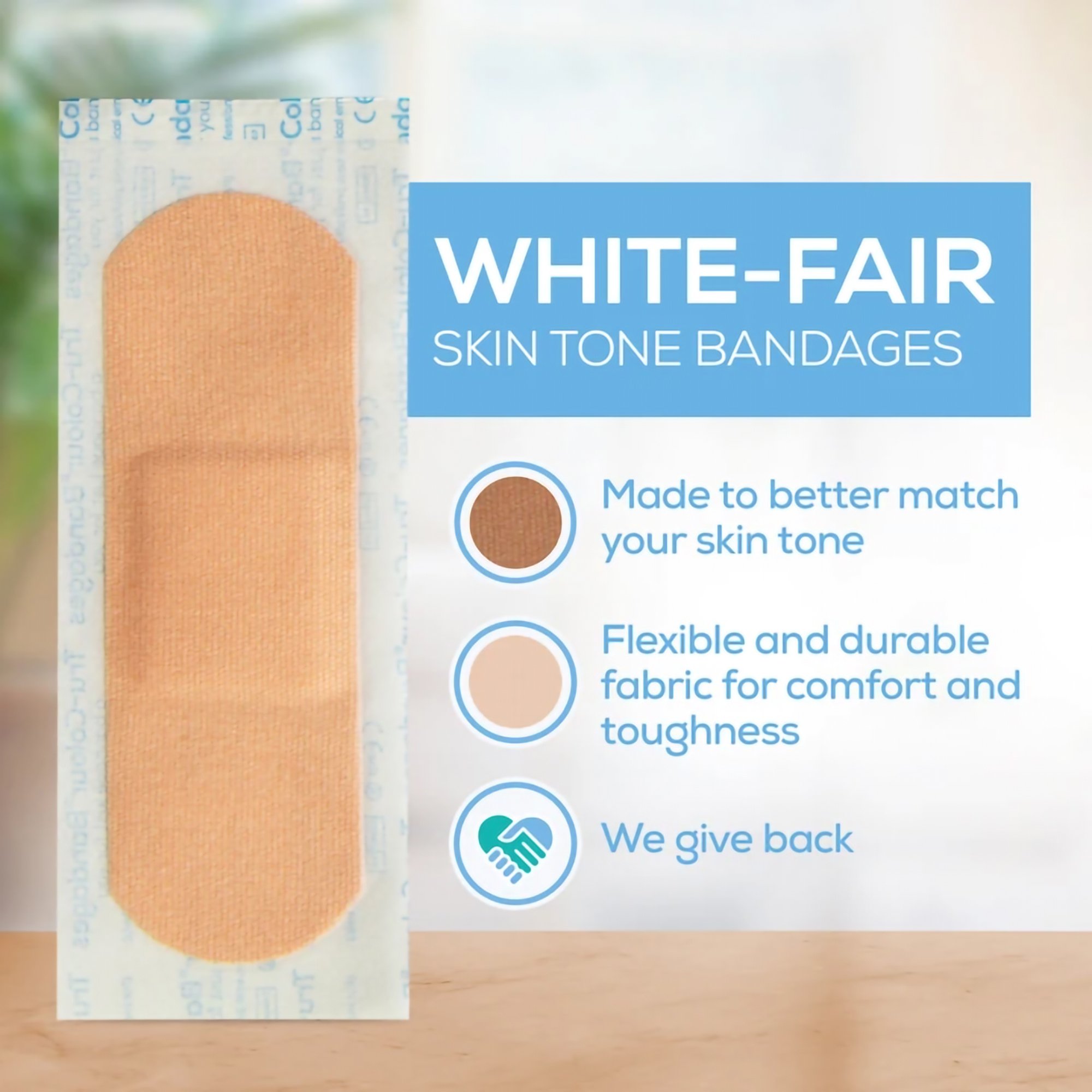 Tru-Colour Products LLC TCB-ALS100 - Tru-Colour Skin Tone Shade Fabric Bandage Adhesive Strips – Beige, 1 x 3 Inch - 1/Box, 12/Case