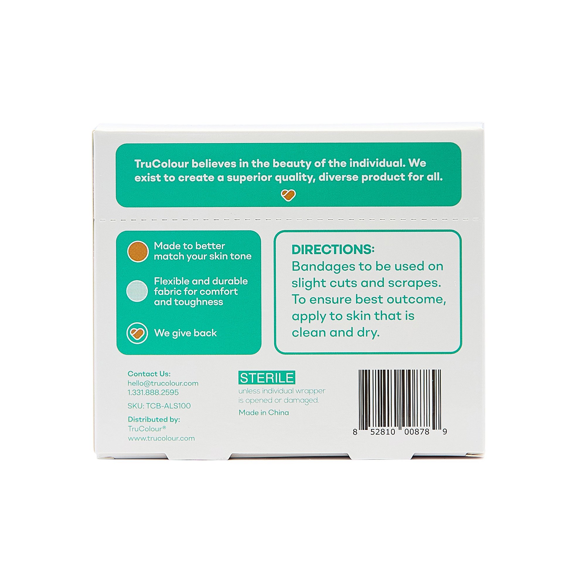 Tru-Colour Products LLC TCB-ALS100 - Tru-Colour Skin Tone Shade Fabric Bandage Adhesive Strips – Beige, 1 x 3 Inch - 1/Box, 12/Case