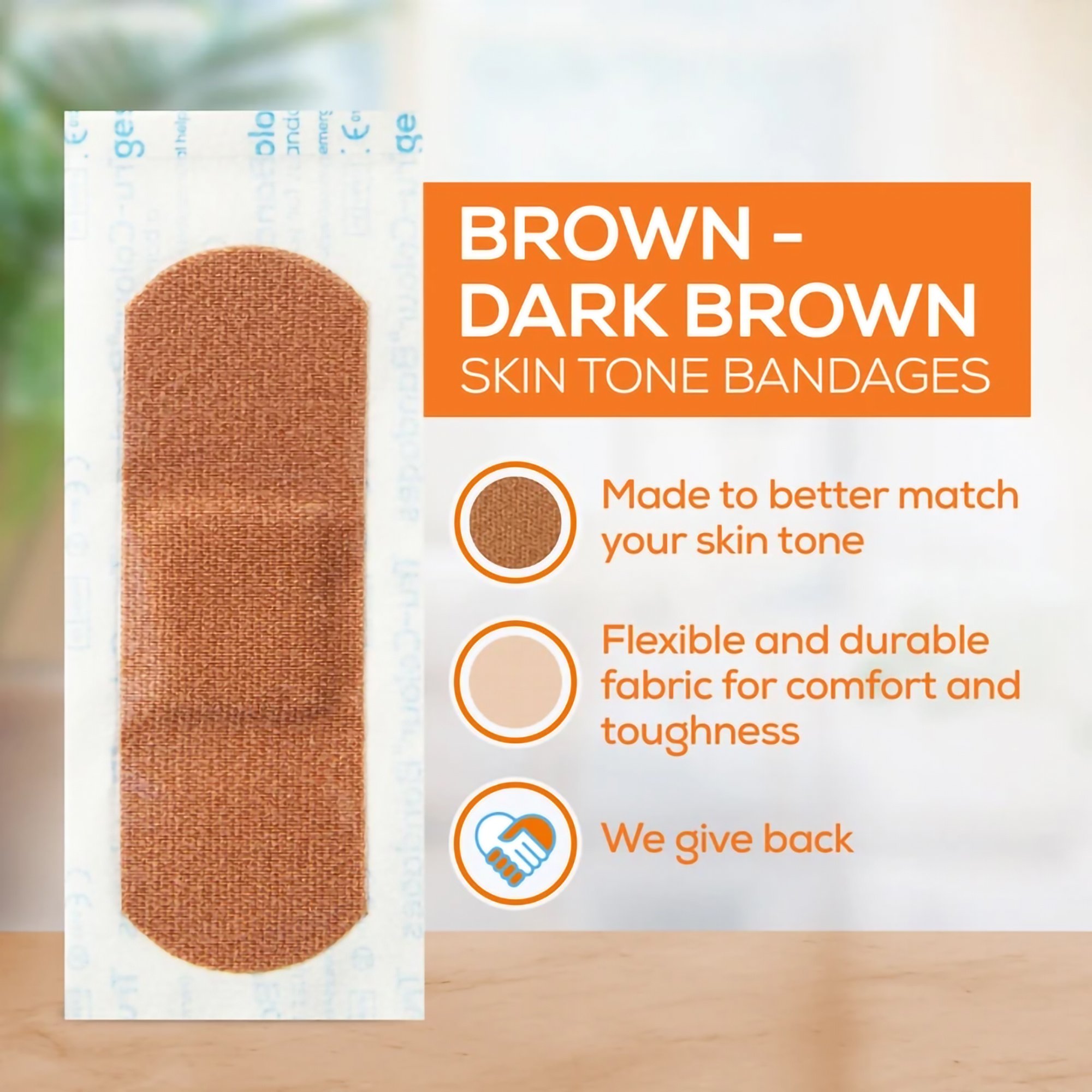 Tru-Colour Products LLC TCB-NLS100 - Tru-Colour Skin Tone Shade Fabric Bandage Adhesive Strips – Brown, 1 x 3 Inch - 1/Box, 12/Case