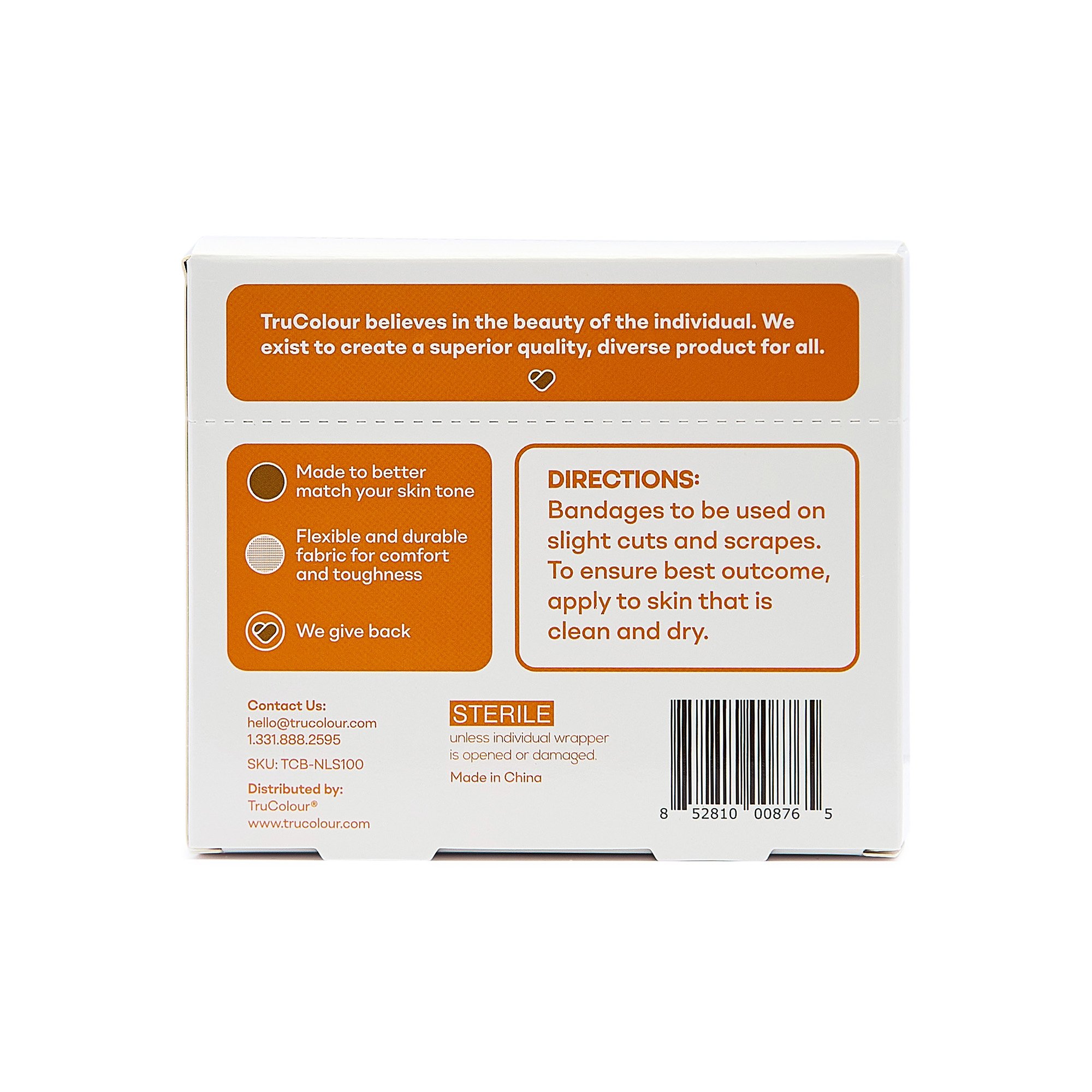 Tru-Colour Products LLC TCB-NLS100 - Tru-Colour Skin Tone Shade Fabric Bandage Adhesive Strips – Brown, 1 x 3 Inch - 1/Box, 12/Case
