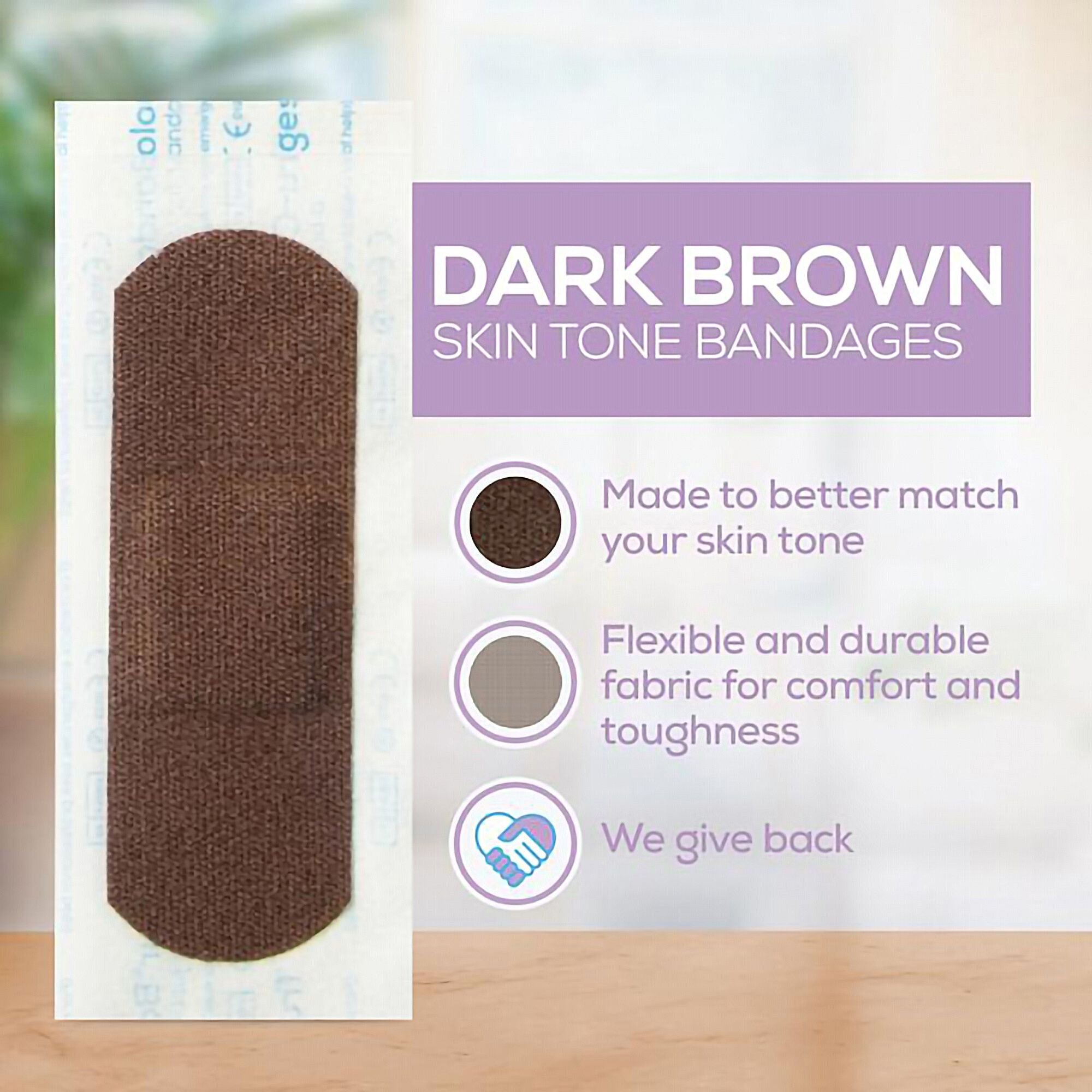 Tru-Colour Products LLC TCB-PLS100 - Tru-Colour Skin Tone Shade Fabric Bandage Adhesive Strip, Dark Brown, 1 x 3 Inch - 1/Box, 12/Case