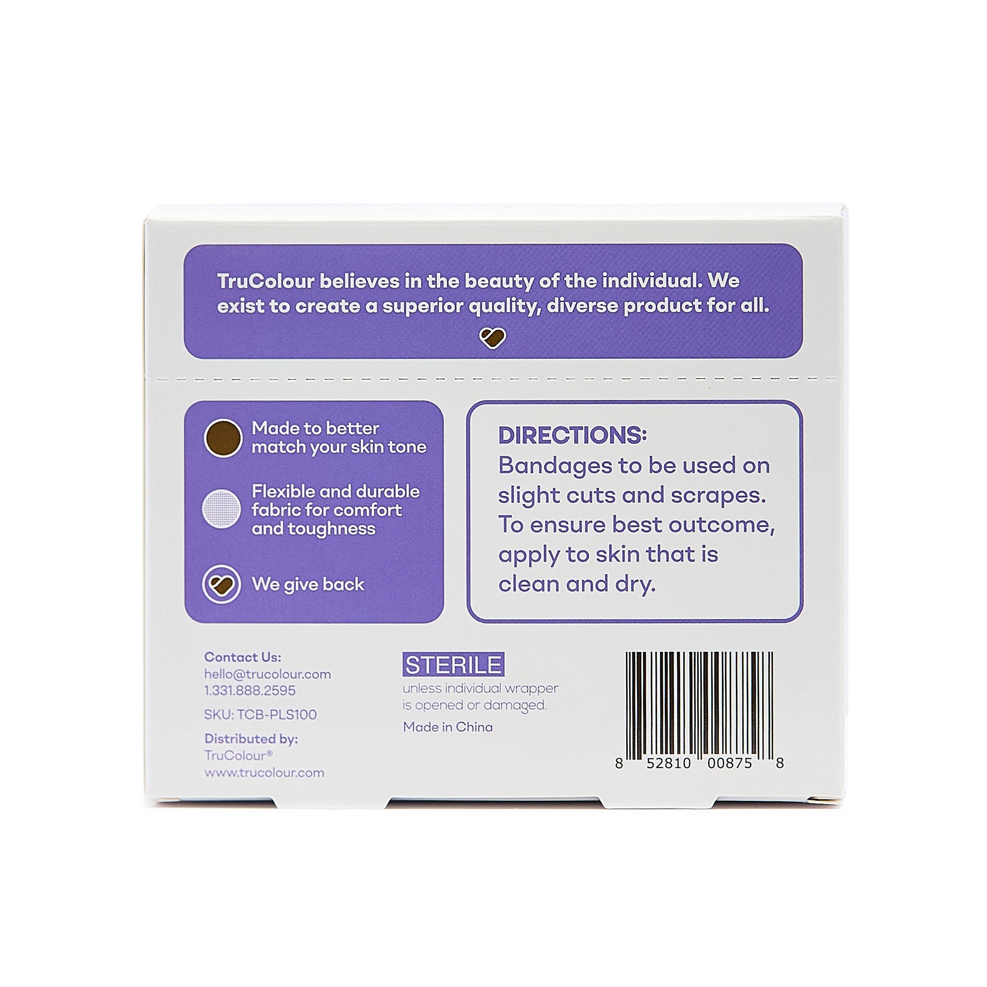 Tru-Colour Products LLC TCB-PLS100 - Tru-Colour Skin Tone Shade Fabric Bandage Adhesive Strip, Dark Brown, 1 x 3 Inch - 1/Box, 12/Case