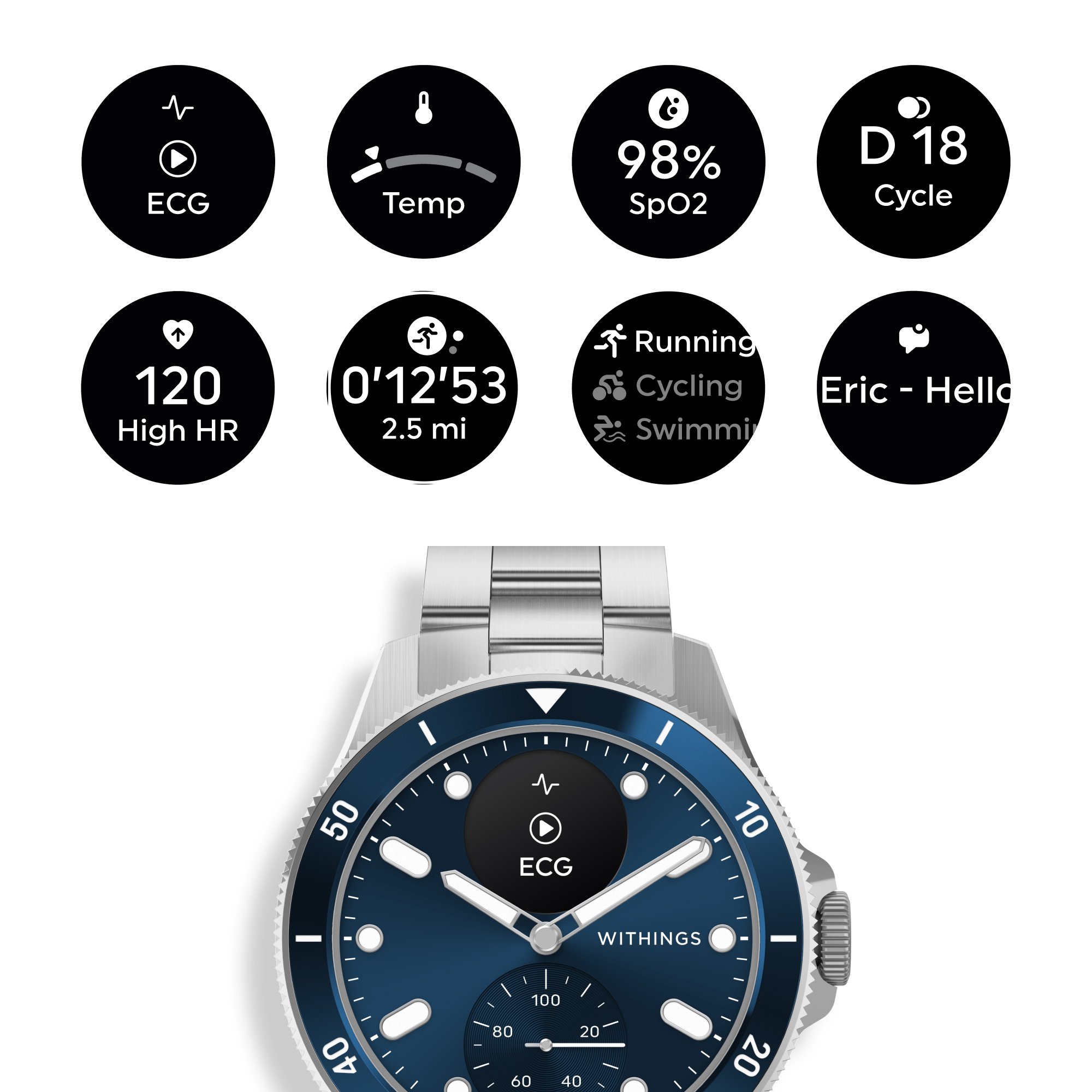 Withings Inc HWA10-MODEL 7-ALL-INT - Withings ScanWatch Nova – Luxury Hybrid Smartwatch with Advanced Health Tracking - 1/Each
