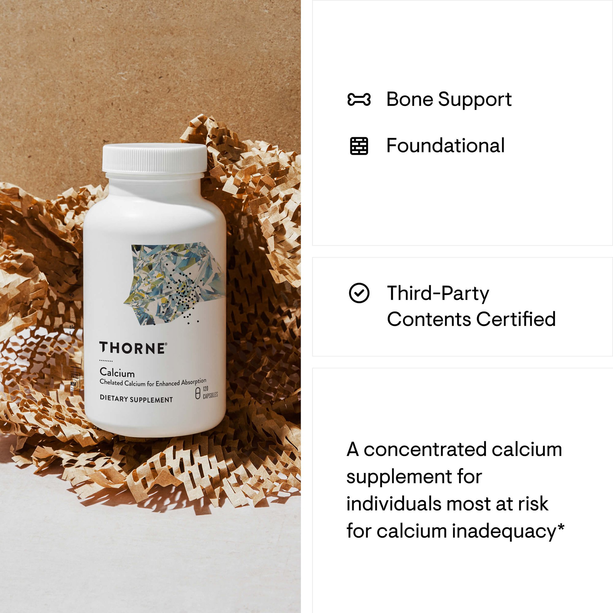 Thorne Research Inc M281 - Thorne® Calcium Chelated Calcium for Enhanced Absorption Dietary Supplement - 1/Bottle