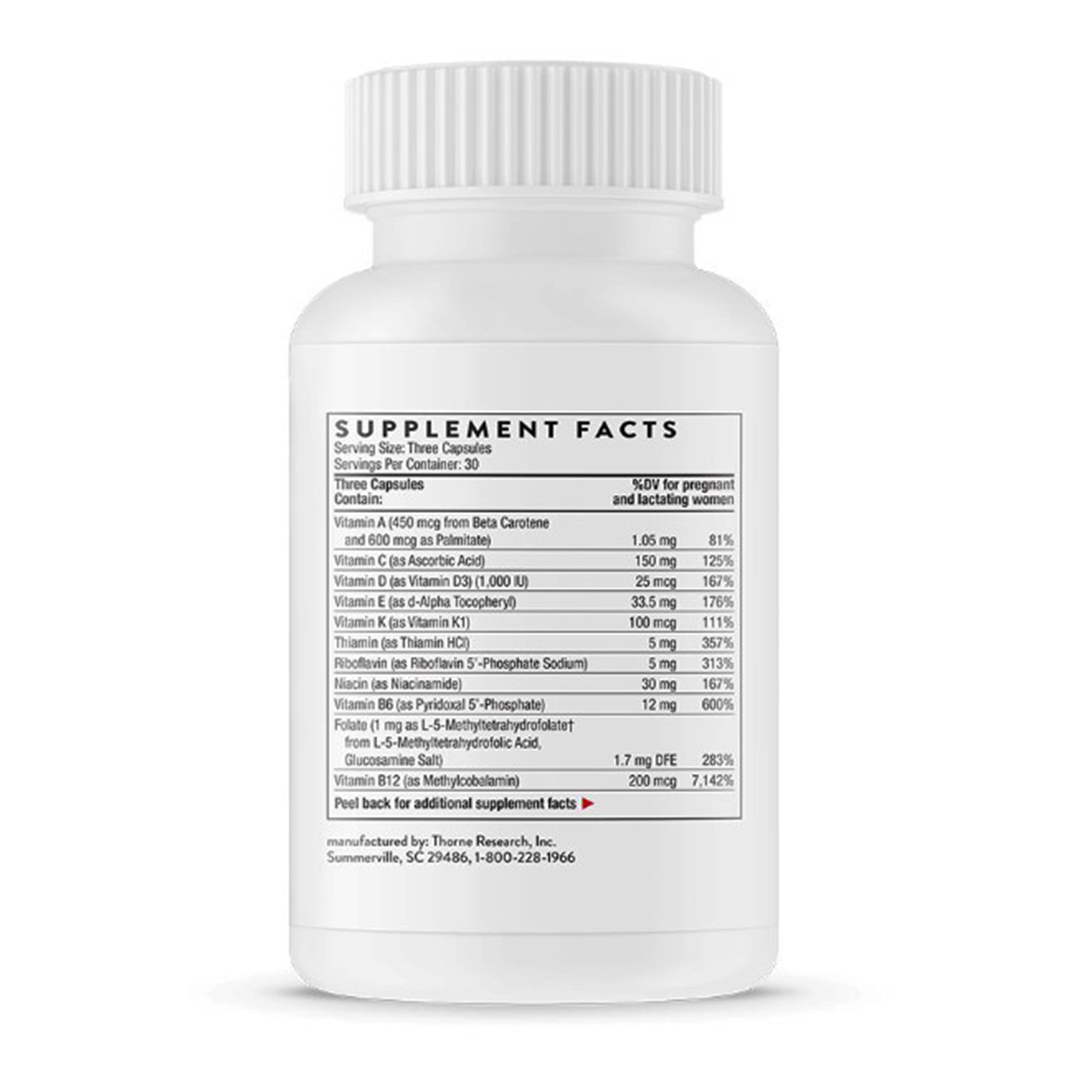 Thorne Research Inc VMP - Thorne® Basic Prenatal Dietary Supplement - 1/Bottle