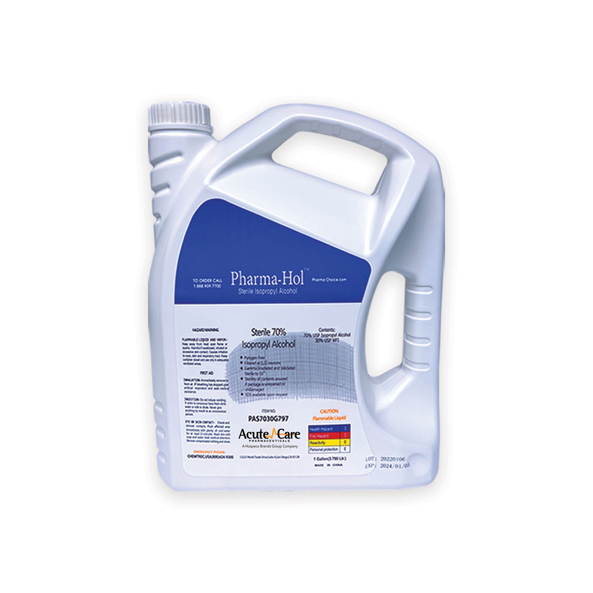 Acute Care Pharmaceuticals - PAS7030G797 Surface Disinfectant Cleaner Pharma-Hol™ Alcohol Based Manual Pour Liquid 64 oz. Jug Alcohol Scent Sterile