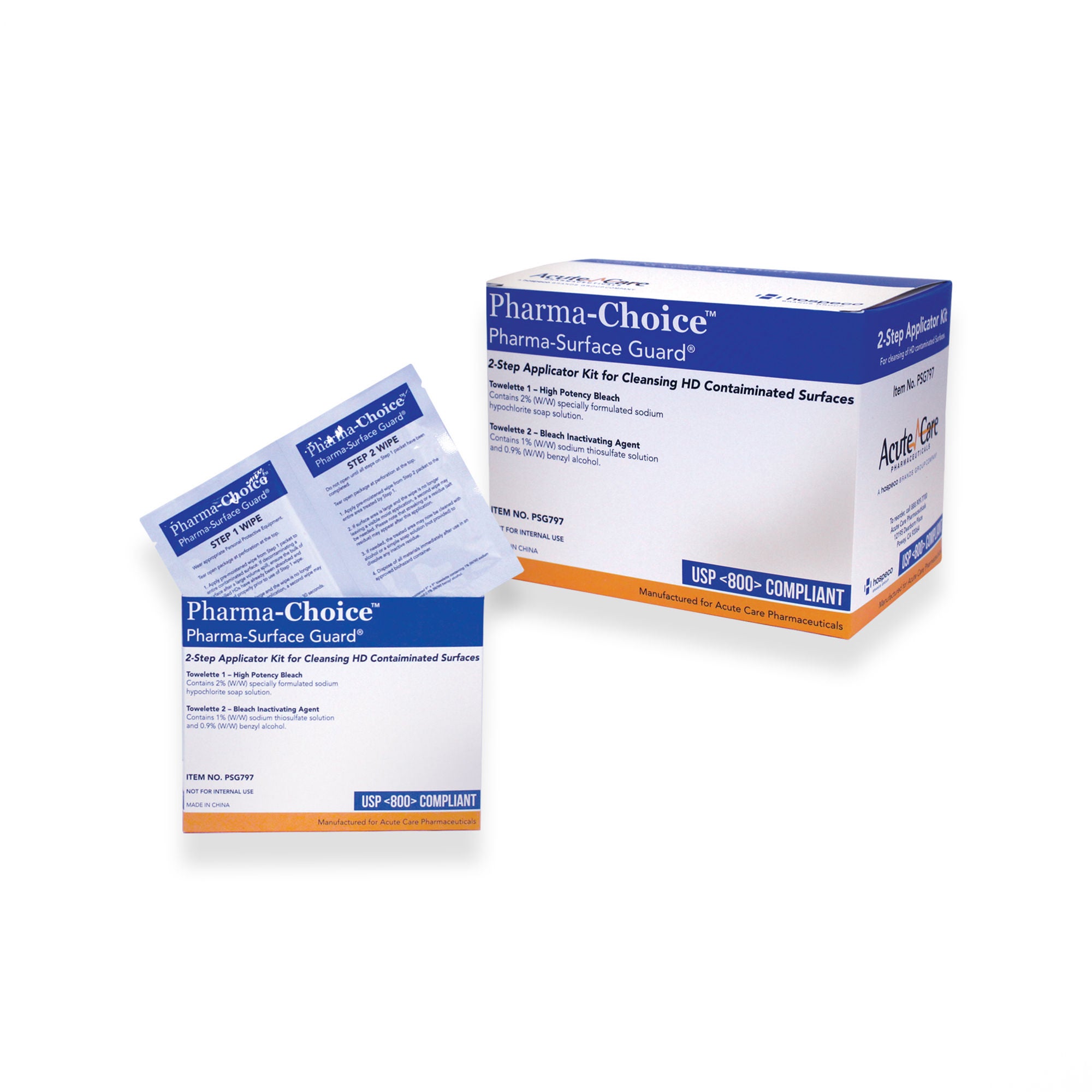 Acute Care Pharmaceuticals - PSG797 Surface Disinfectant Cleaner Kit Pharma-Surface Guard™ Premoistened Cleanroom Manual Pull Wipe 15 Count Individual Packet Alcohol Scent NonSterile
