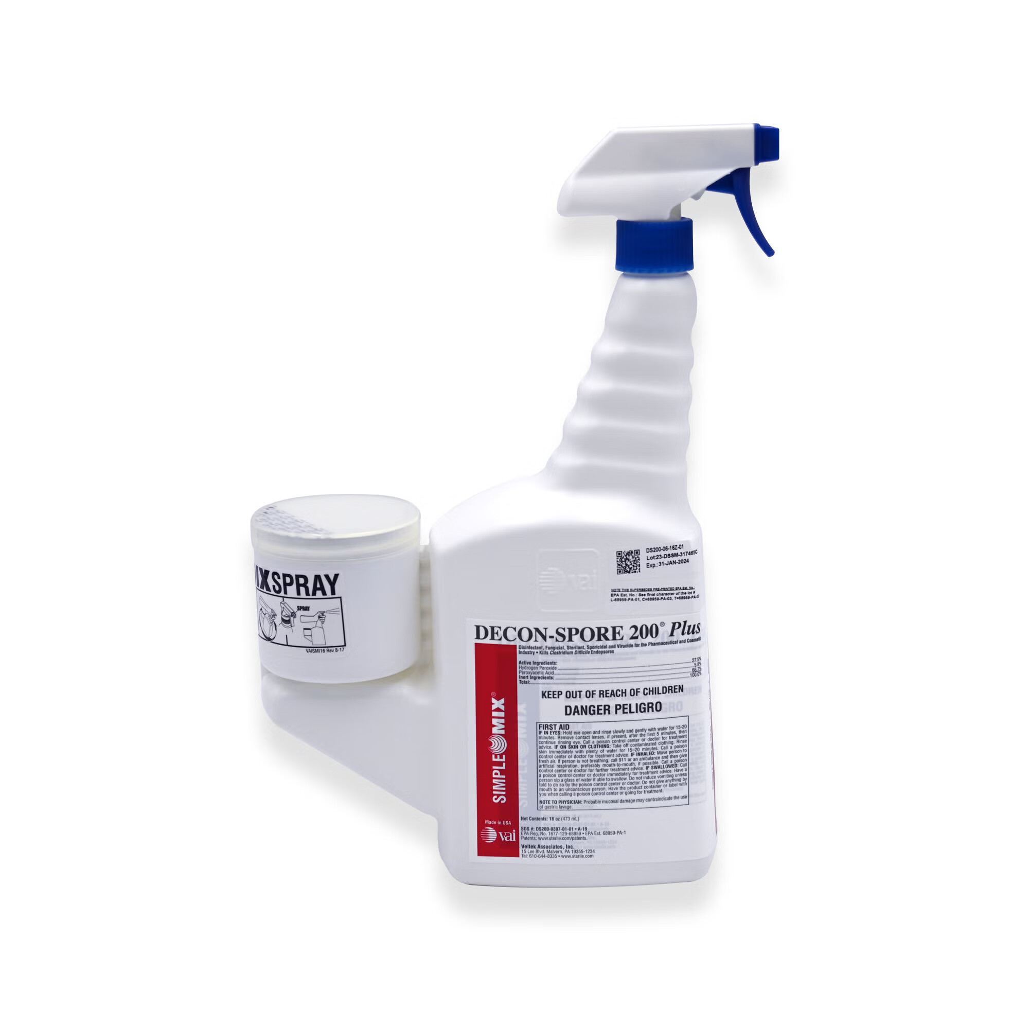Acute Care Pharmaceuticals - DS200-06-16Z-01 Surface Disinfectant Cleaner DECON-SPORE® 200 Plus Peroxide Based SimpleMix Ready to Mix System Liquid 16 oz. Bottle Scented Sterile
