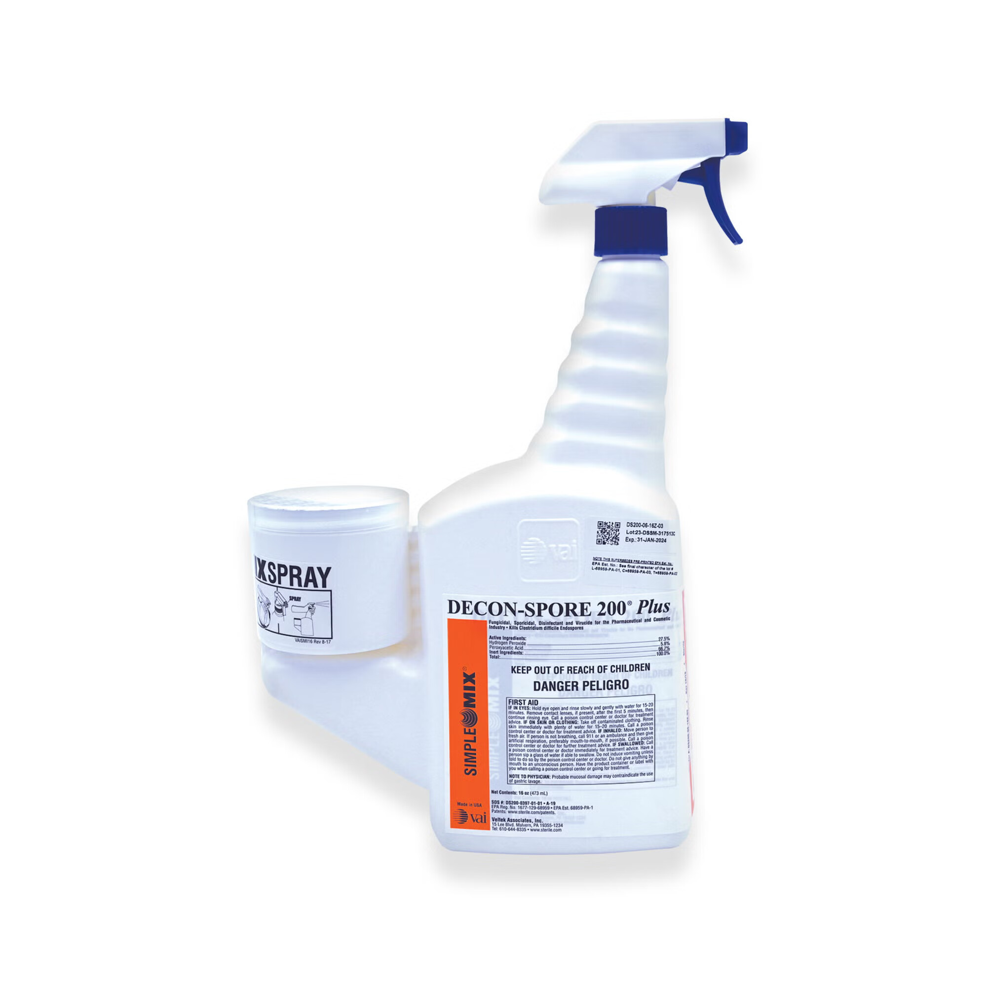 Acute Care Pharmaceuticals - DS200-06-16Z-03 Surface Disinfectant Cleaner DECON-SPORE® 200 Plus Peroxide Based SimpleMix Ready to Mix System Liquid 16 oz. Bottle Scented Sterile