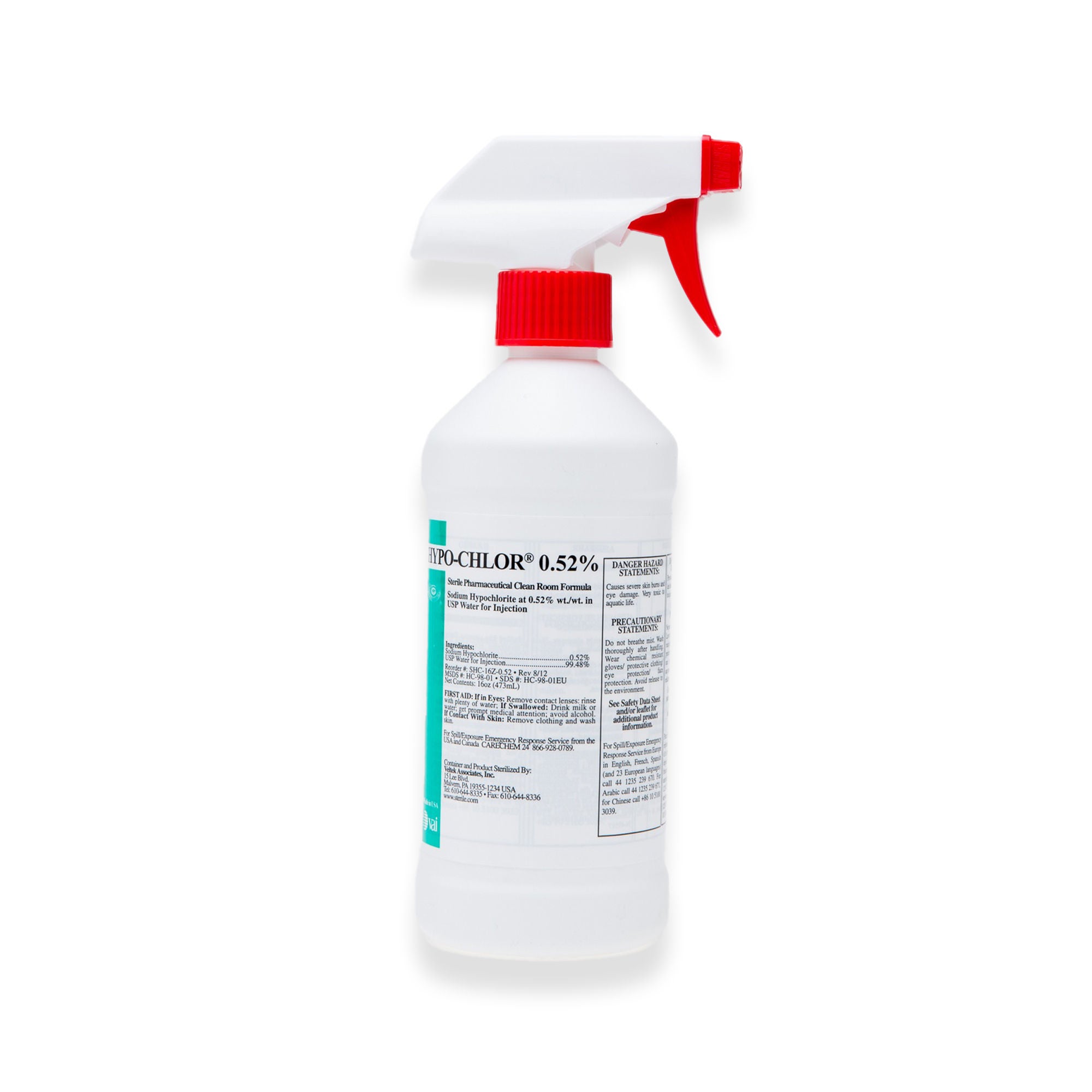 Acute Care Pharmaceuticals - SHC-16Z-0.52 Surface Disinfectant Cleaner HYPO-CHLOR 0.52% Broad Spectrum Trigger Spray Liquid Concentrate 16 oz. Bottle Bleach Scent Sterile