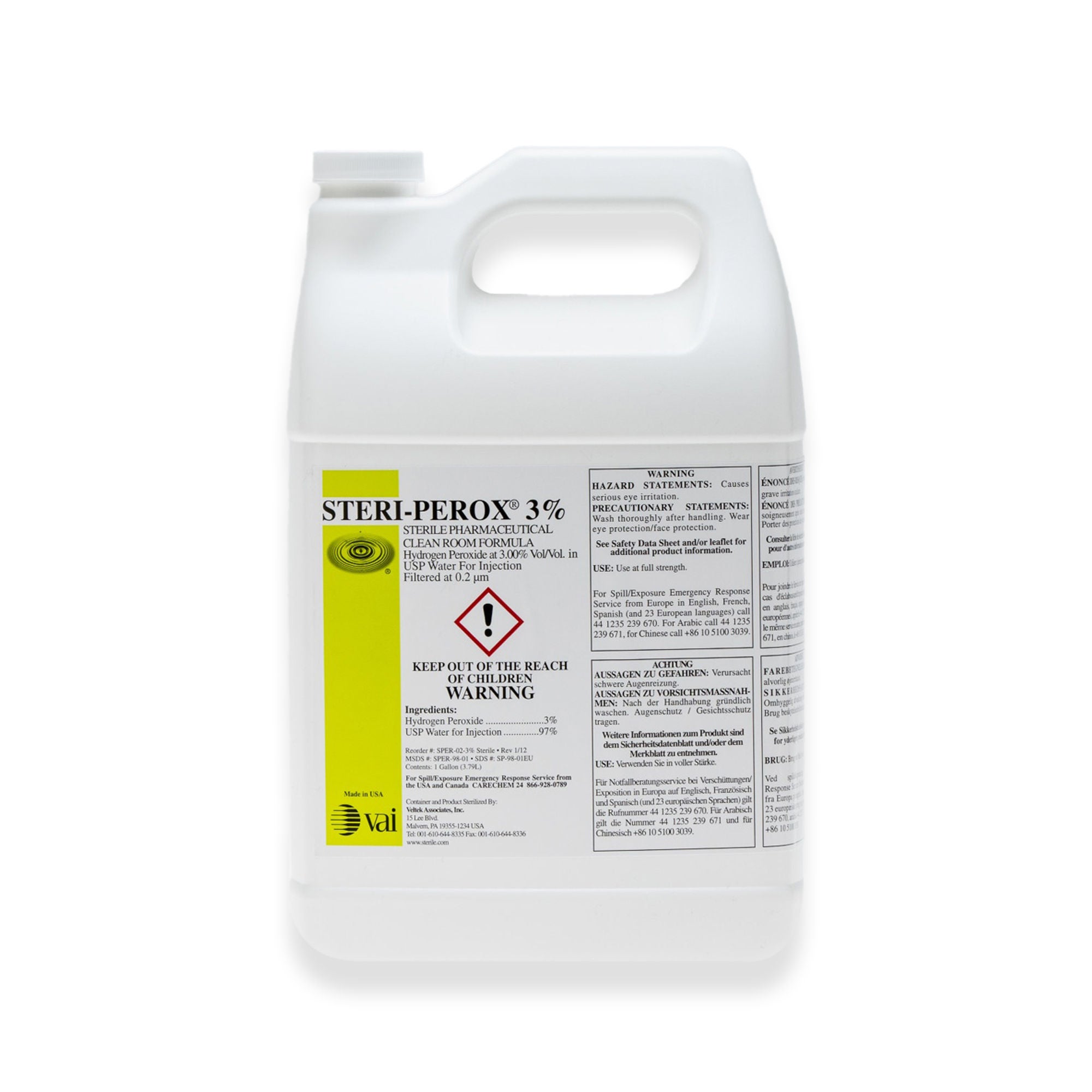 Acute Care Pharmaceuticals - SPER-02-3 Surface Disinfectant Cleaner STERI-PEROX 3% Peroxide Based Manual Pour Liquid 1 gal. Jug Sterile