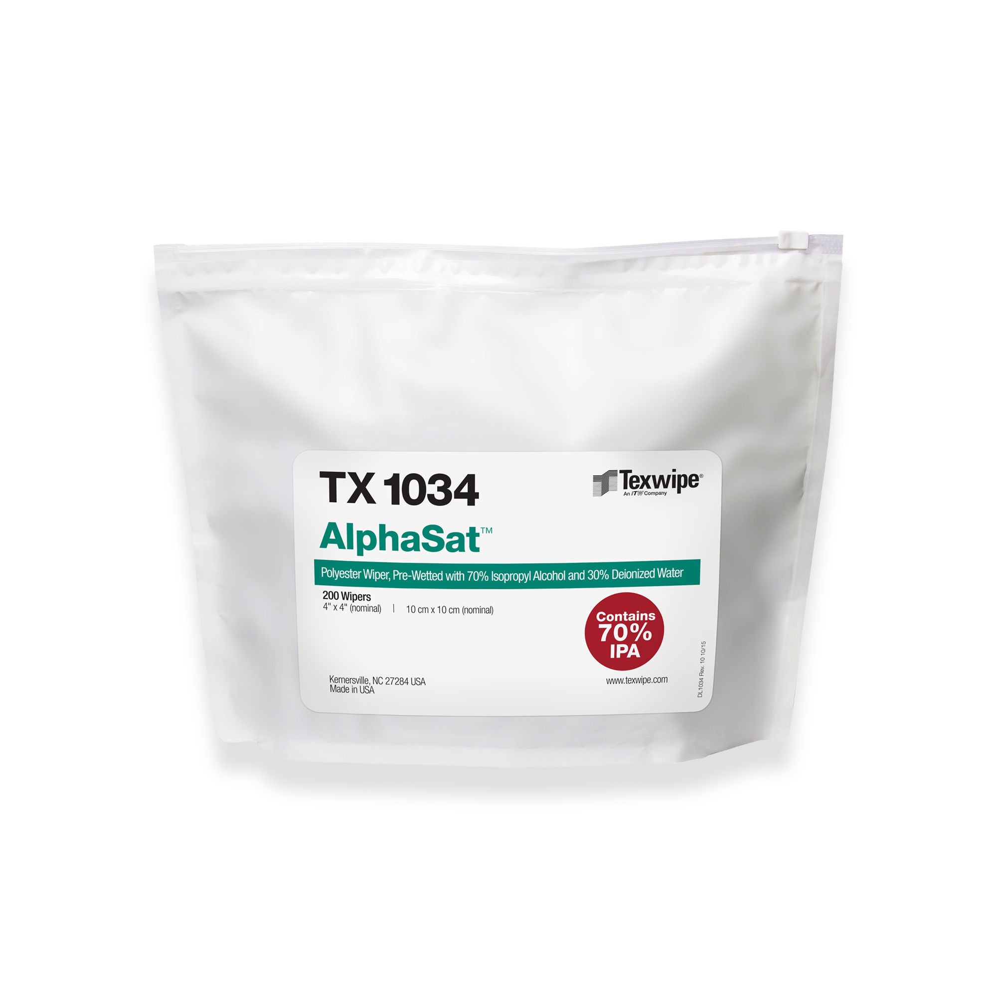 Acute Care Pharmaceuticals - TX1034 Surface Disinfectant Cleaner AlphaSat® Premoistened Cleanroom Manual Pull Wipe 200 Count Bag Alcohol Scent NonSterile