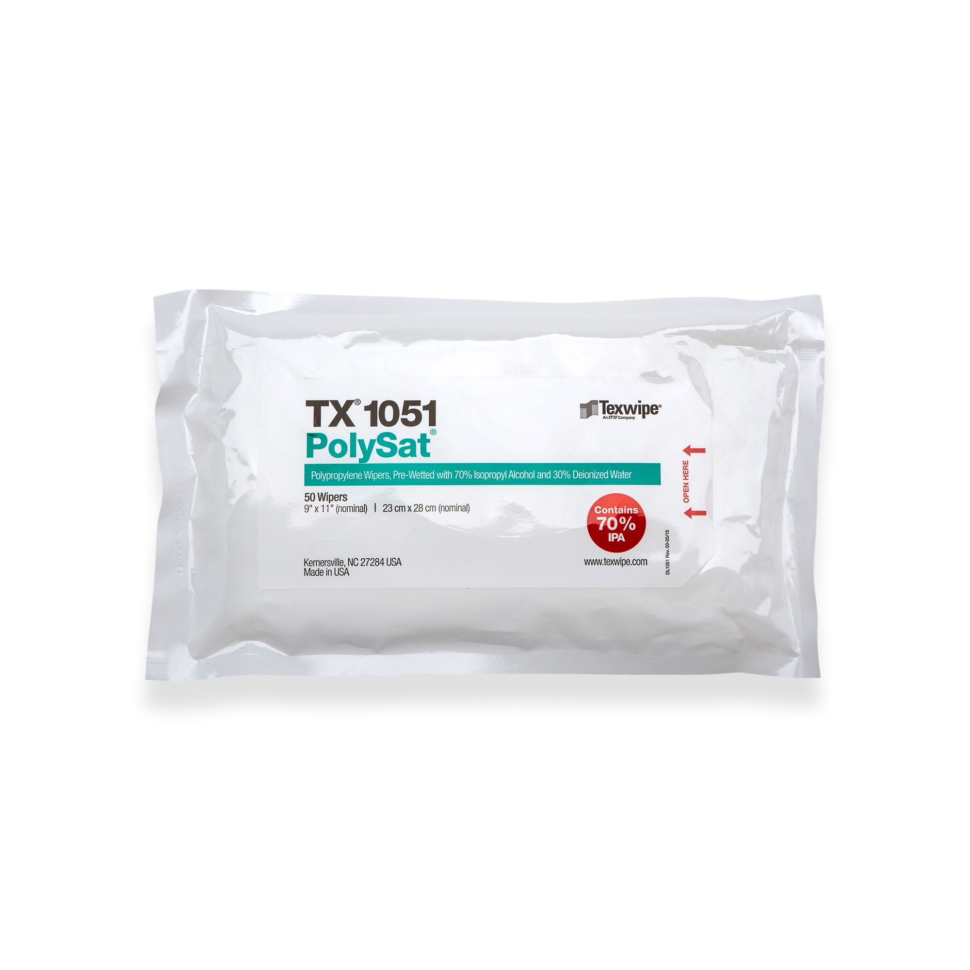 Acute Care Pharmaceuticals - TX1051 Surface Disinfectant Cleaner PolySat® Premoistened Cleanroom Manual Pull Wipe 50 Count Bag Alcohol Scent NonSterile