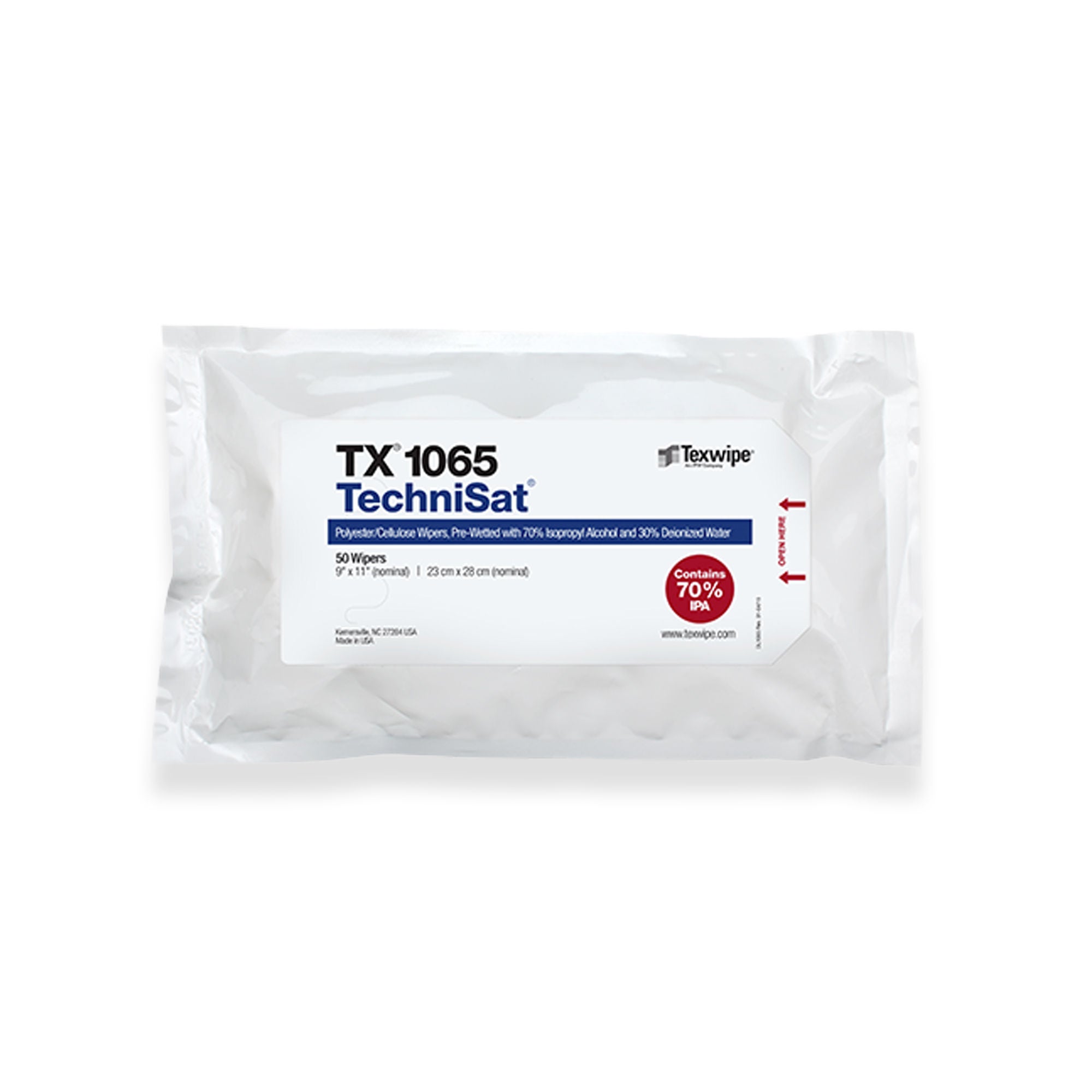 Acute Care Pharmaceuticals - TX1065 Surface Disinfectant Cleaner TechniSat® Premoistened Cleanroom Manual Pull Wipe 50 Count Bag Alcohol Scent NonSterile